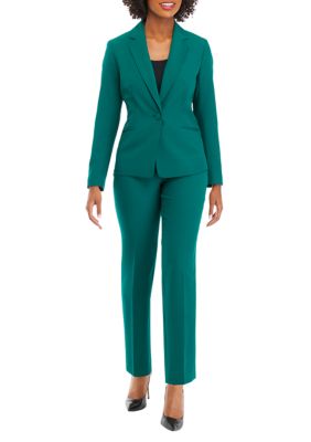Le Suit Women s One Button Jacket With Long Sleeves and Slim Pant