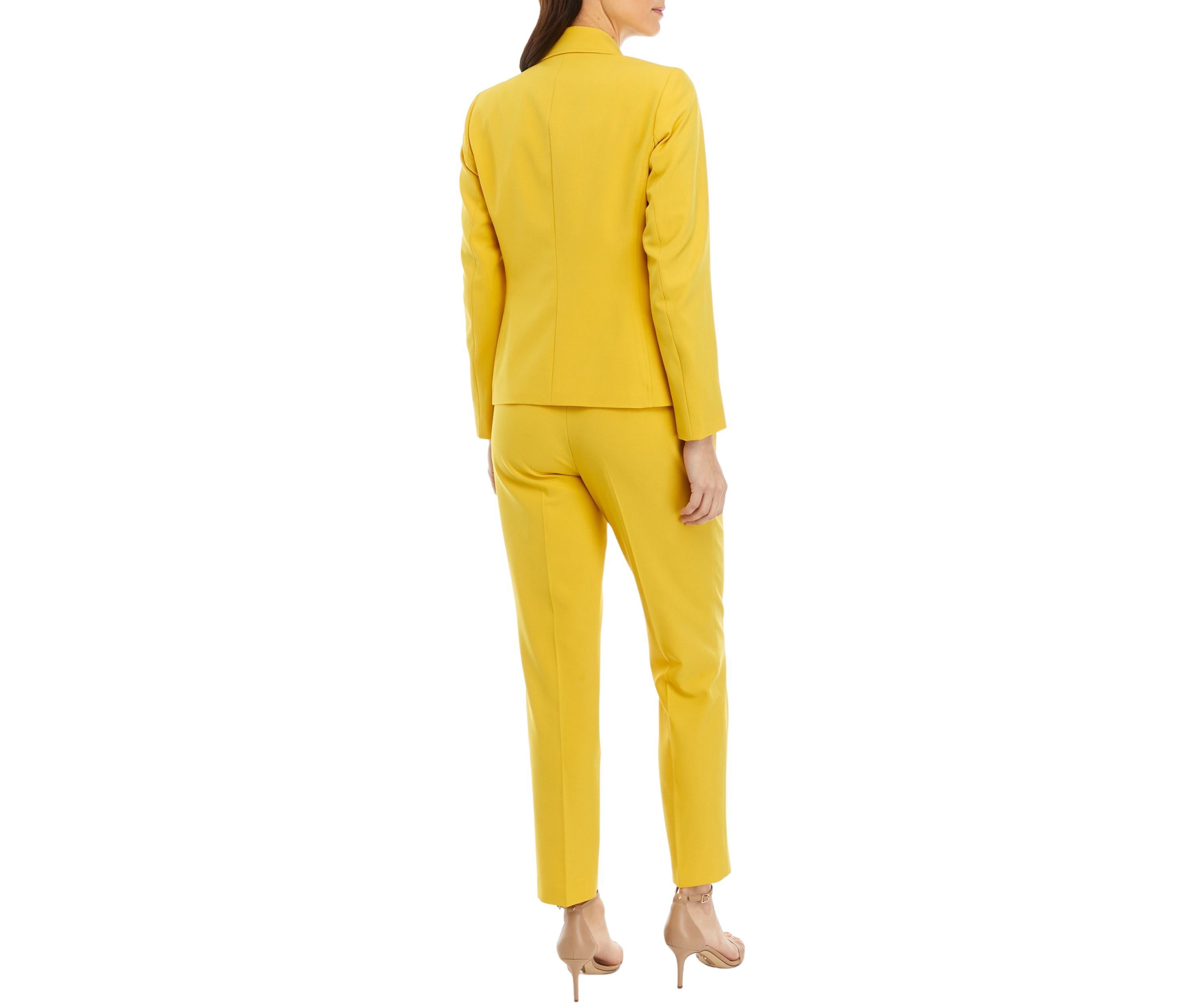 Womens One Button Jacket With Long Sleeves and Slim Pant Set