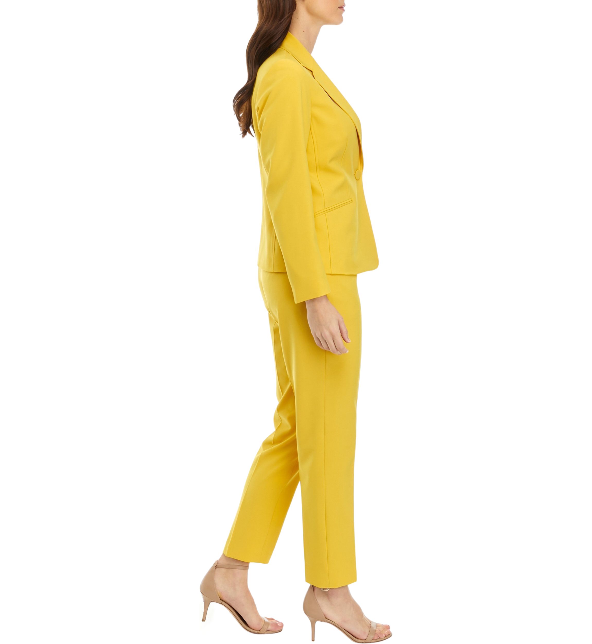 Womens One Button Jacket With Long Sleeves and Slim Pant Set