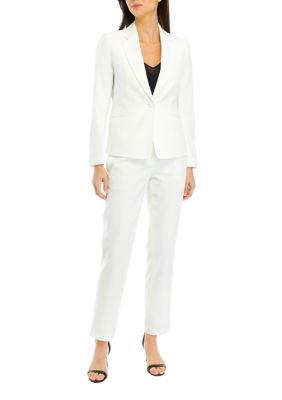  Le Suit Women's Petite Jacket/Pant Suit, Plum, 12P