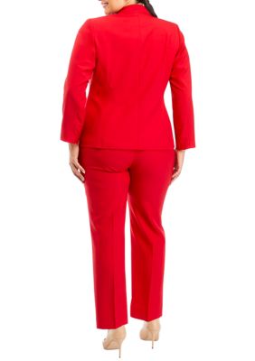 Le Suit Women's Tonal Stripe Belted Jacket and Pants Set