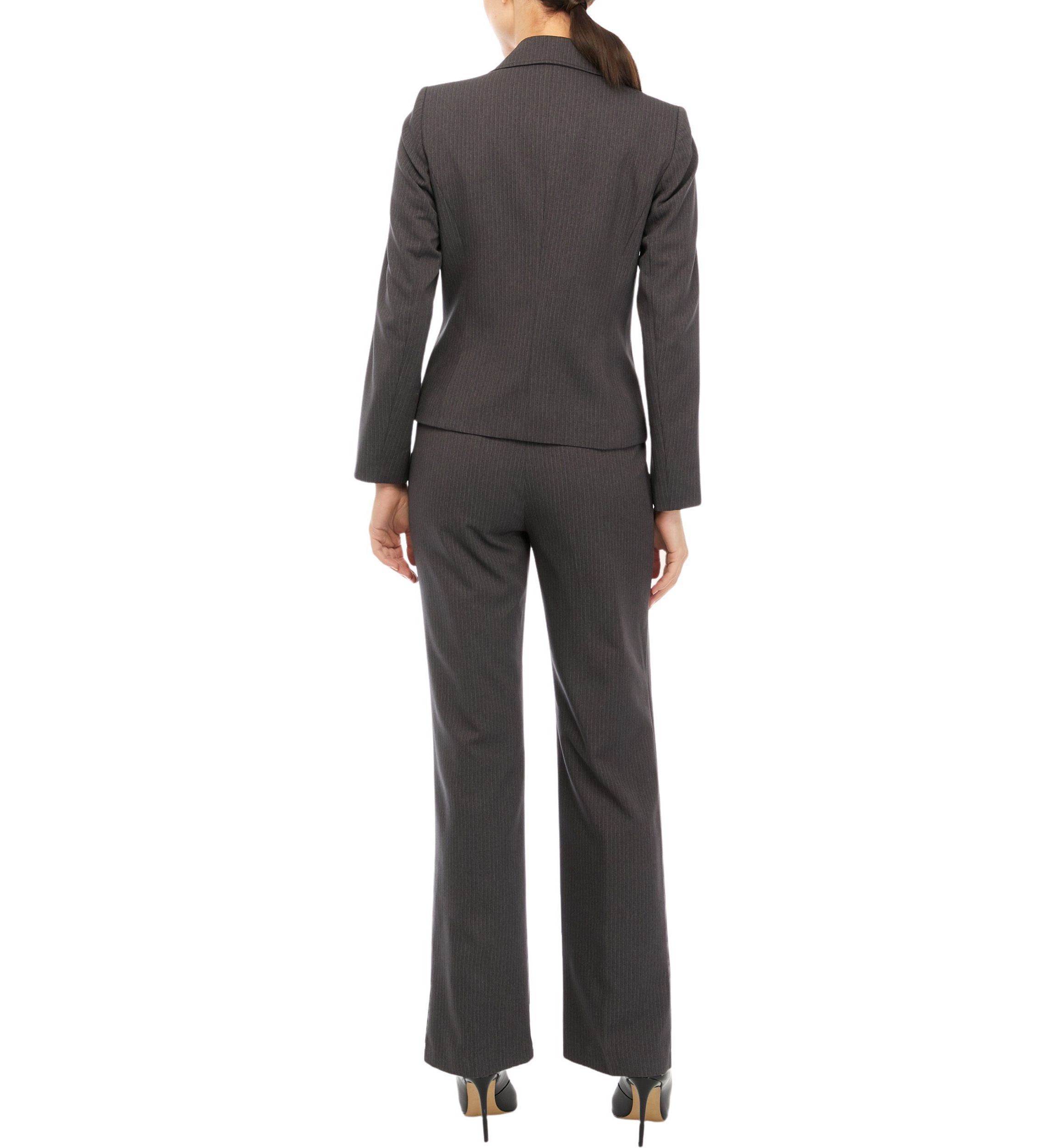 Women’s Petite Tonal Pinstripe Two Button Jacket and Kate Pant Set