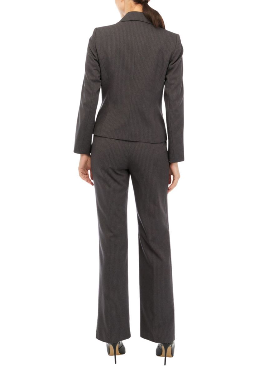 Women’s Petite Tonal Pinstripe Two Button Jacket and Kate Pant Set