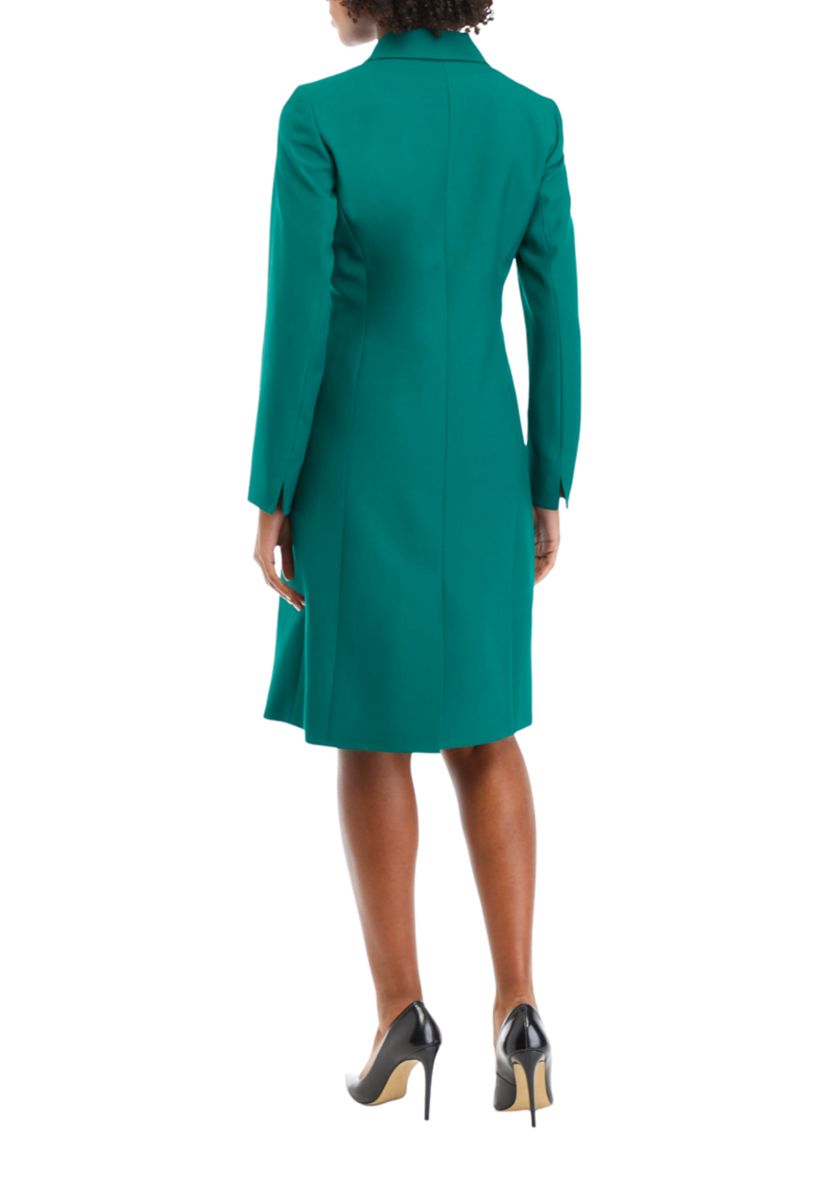 Womens Long Coat and Basic Sheath Dress Set