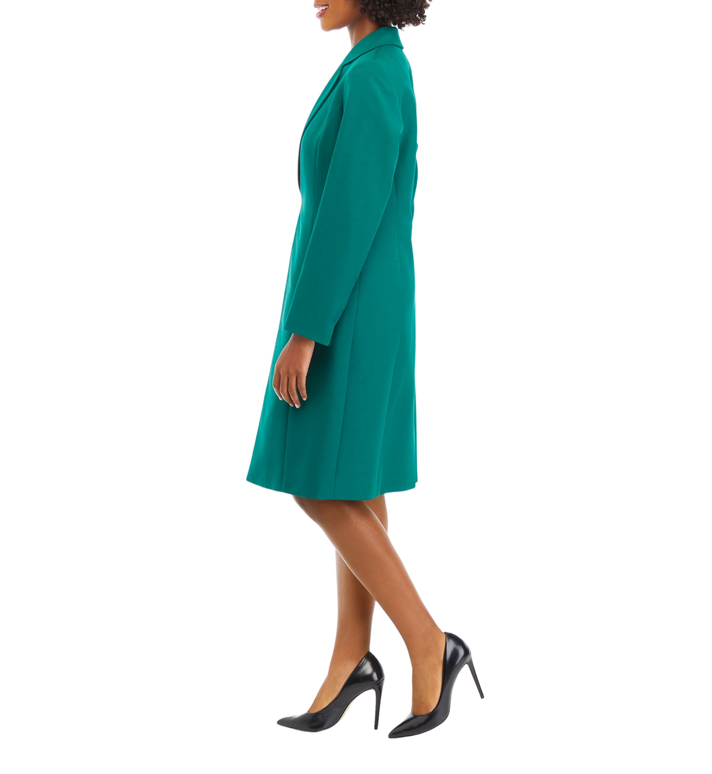 Womens Long Coat and Basic Sheath Dress Set