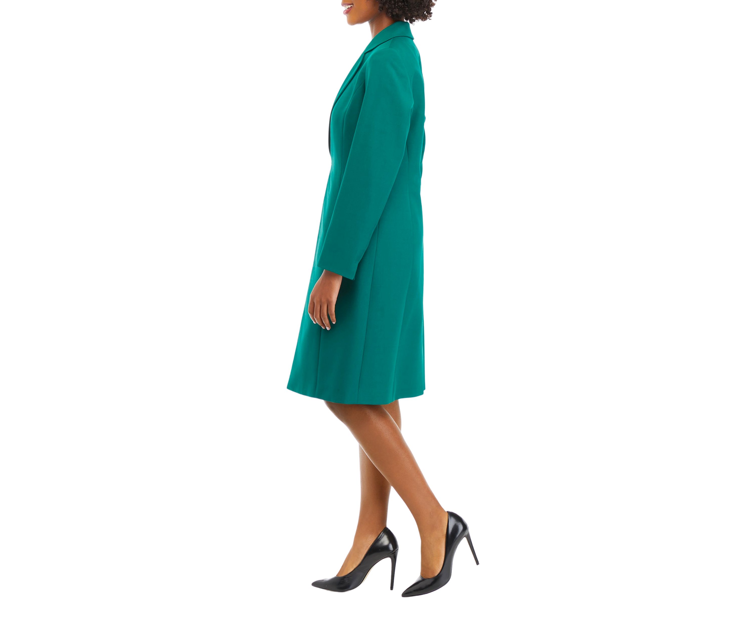 Womens Long Coat and Basic Sheath Dress Set