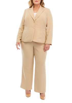 Women's Plus Suits Two Piece Lapels Suit Set Office Business Long Sleeve  Button Formal Jacket and Pant Suit Slim Fit Plus Size Pant Suits for  Wedding Guest Beige at  Women's Clothing