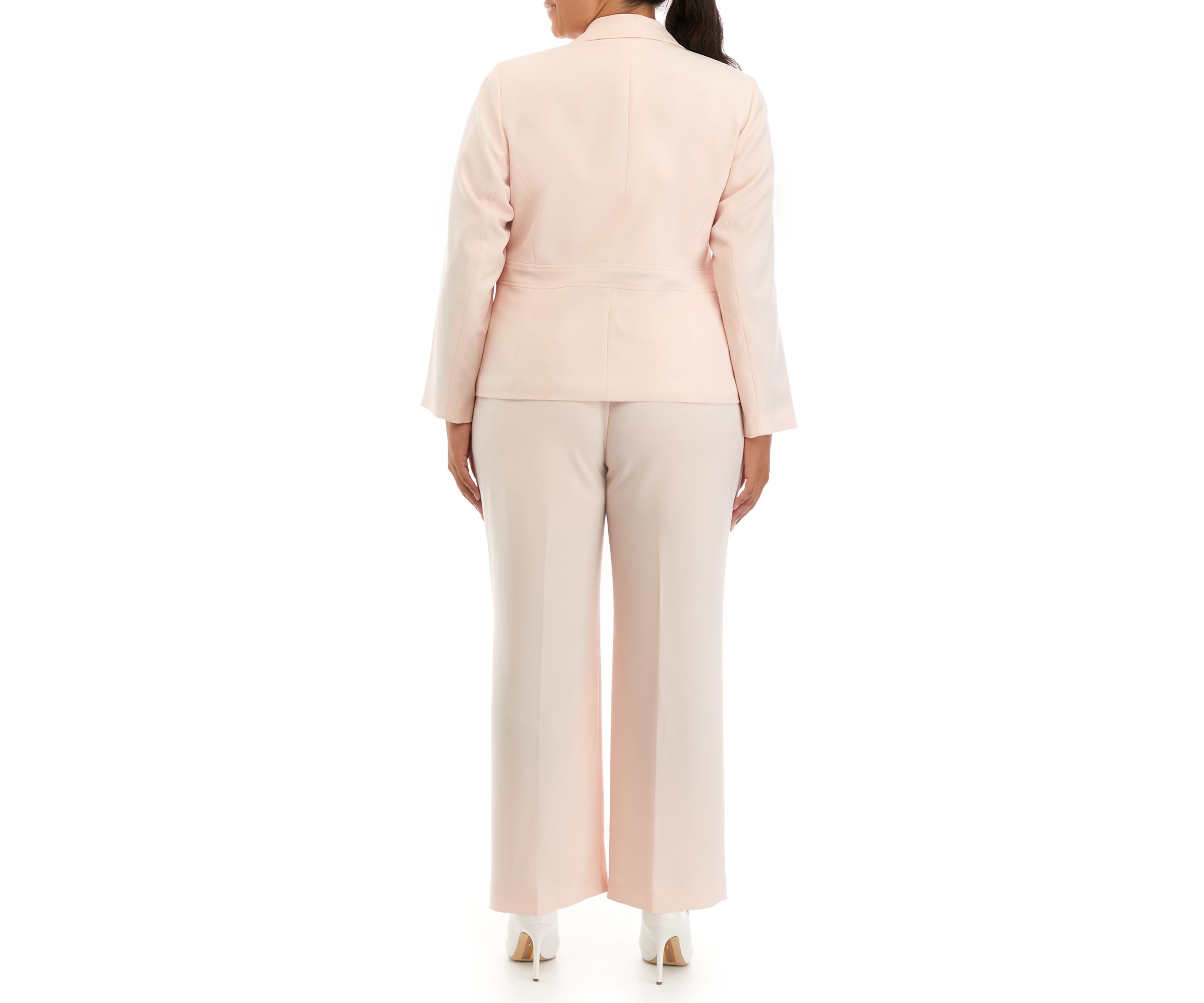 Womens Plus Size Crepe Two Button Notch Collar Jacket and Trouser Pant Set
