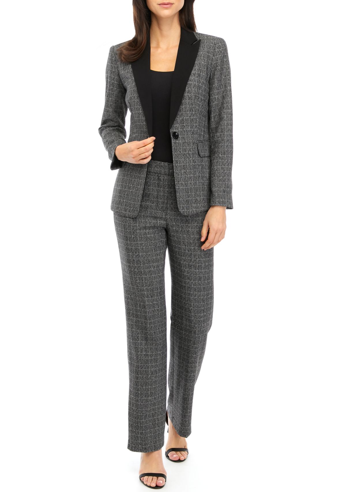 PLAID ONE BUTTON JACKETT AND PANT