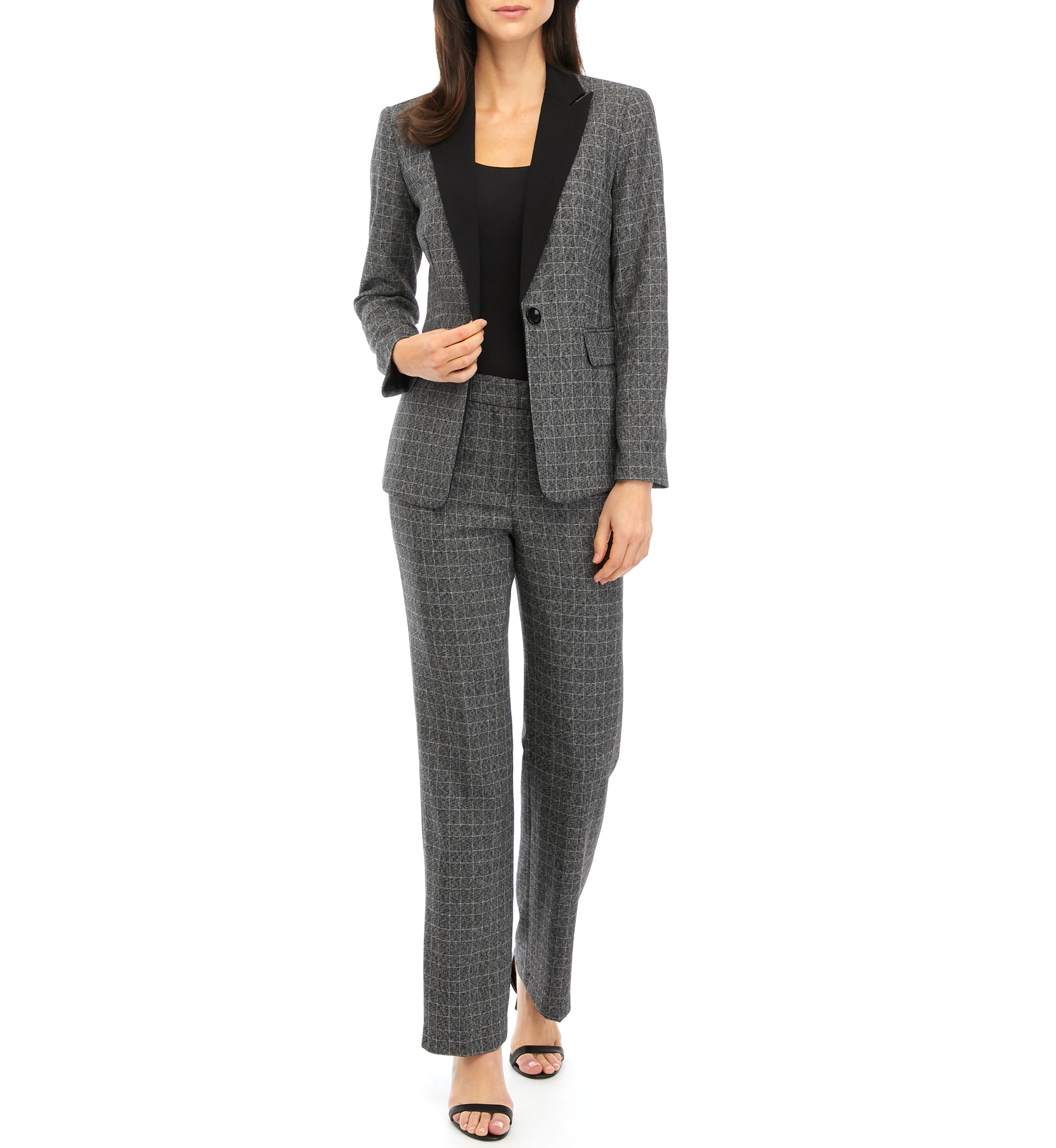 PLAID ONE BUTTON JACKETT AND PANT