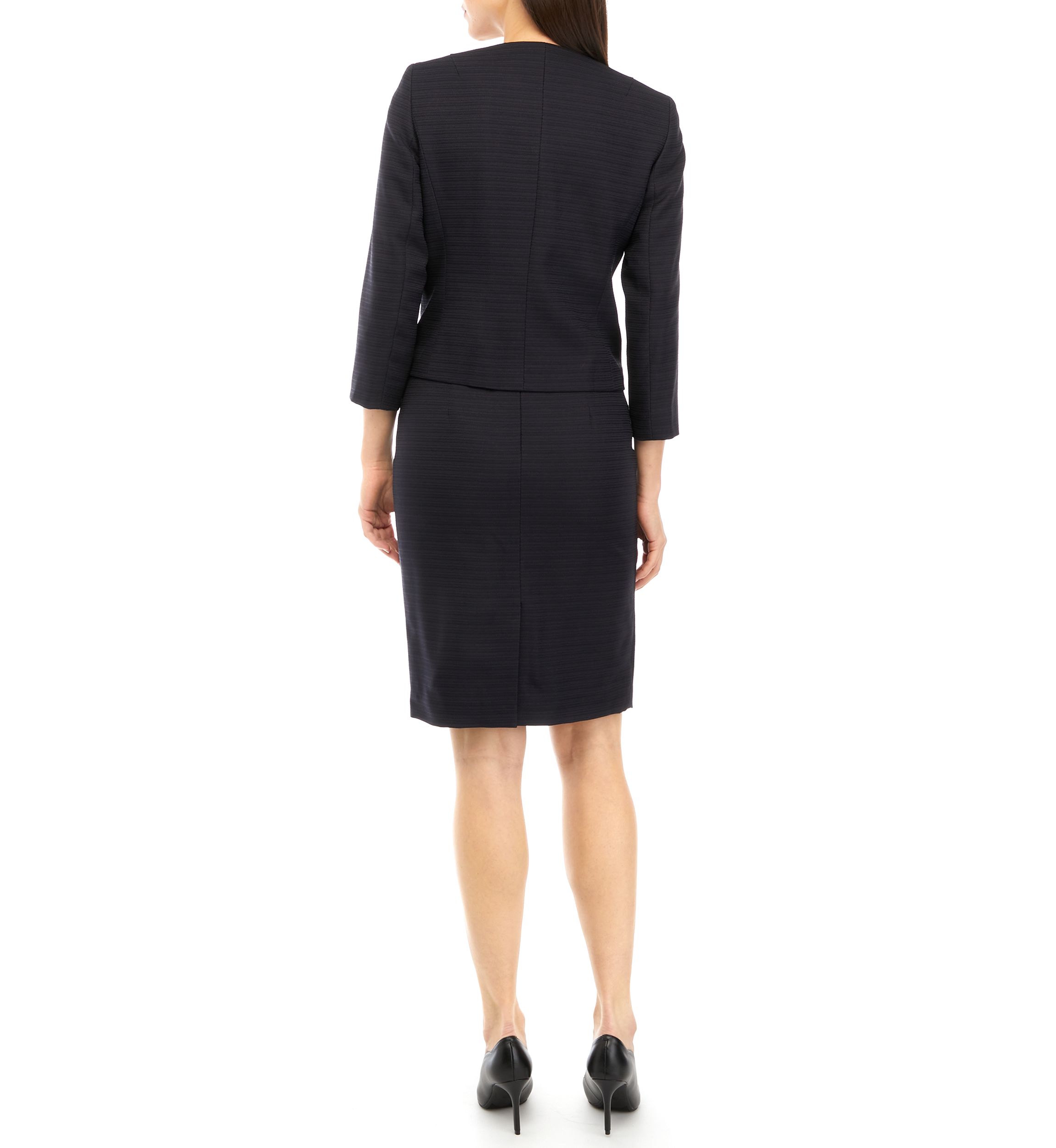 TWEED COLLARLESS JACKET AND SLIM SKIRT