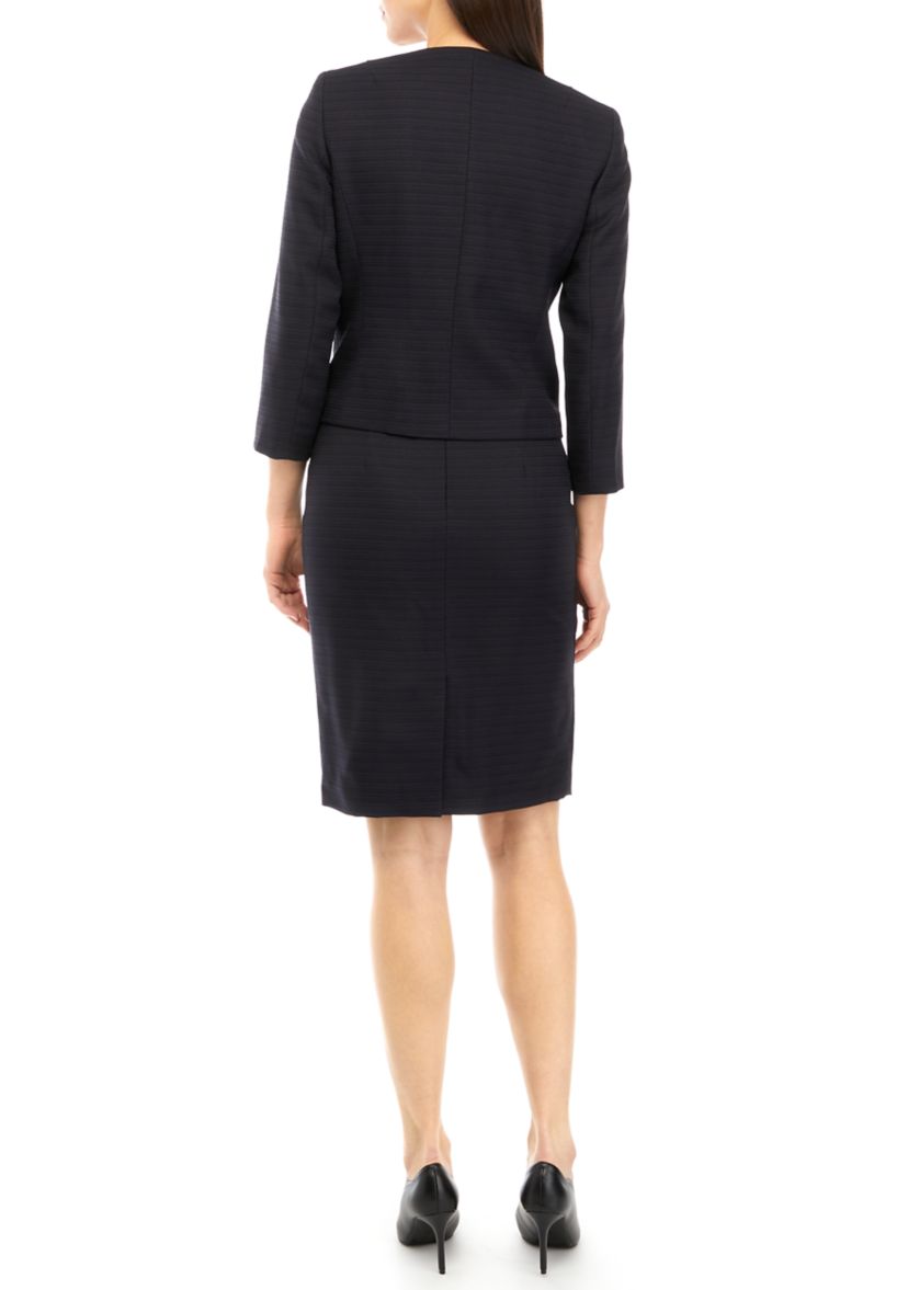 TWEED COLLARLESS JACKET AND SLIM SKIRT