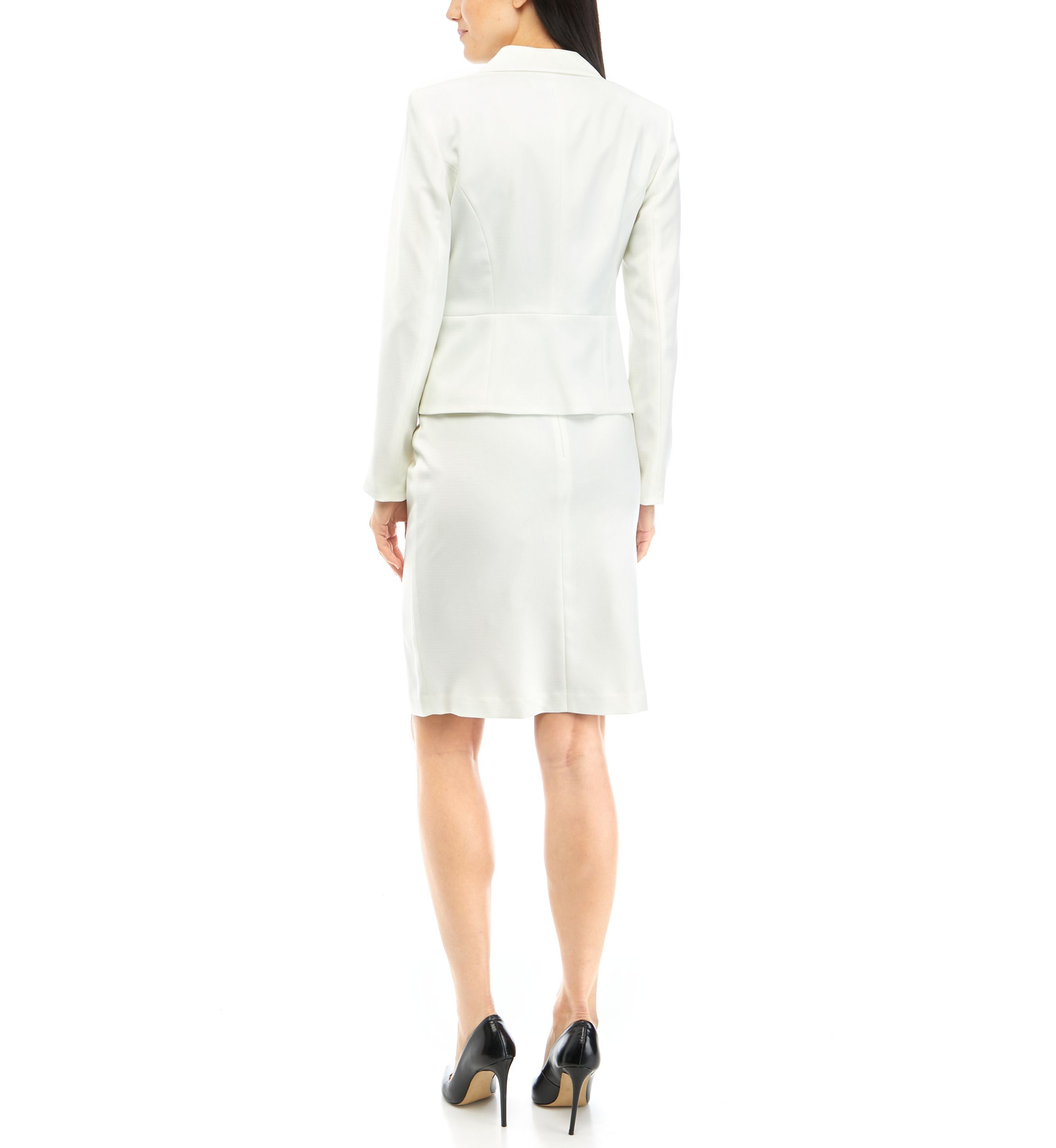 Womens Petite Tonal Check Jacket and Front Slit Skirt Set