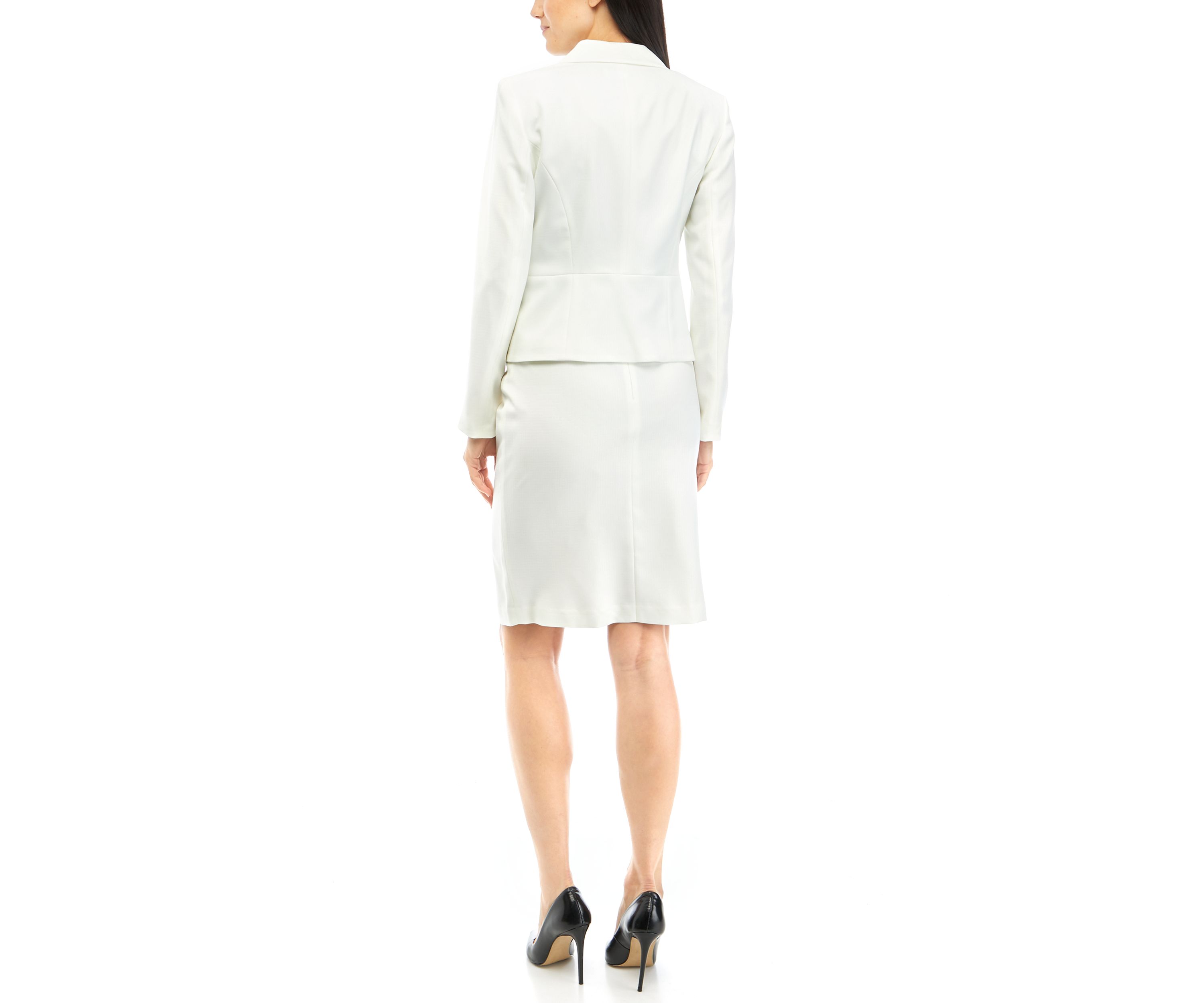 Womens Petite Tonal Check Jacket and Front Slit Skirt Set