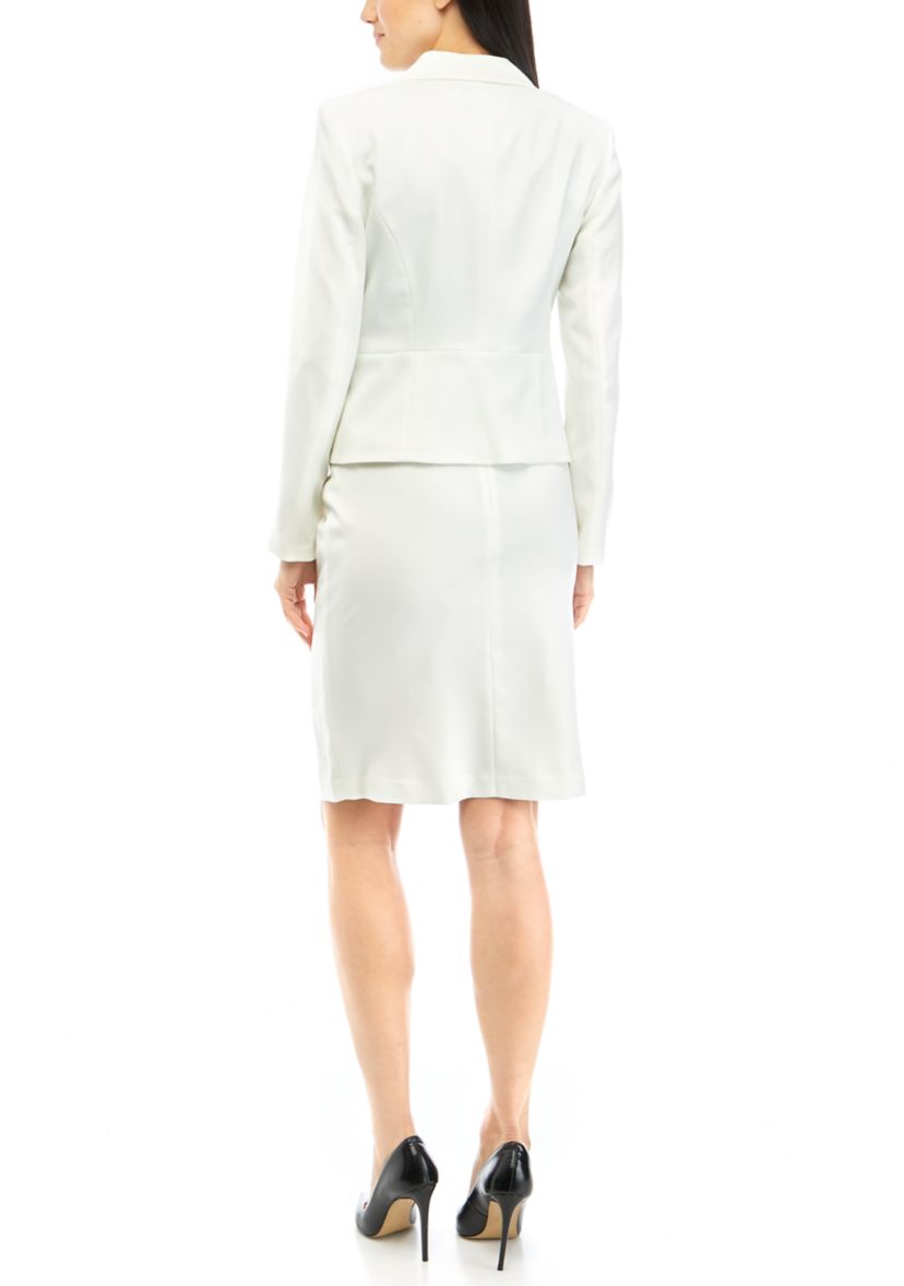 Womens Petite Tonal Check Jacket and Front Slit Skirt Set