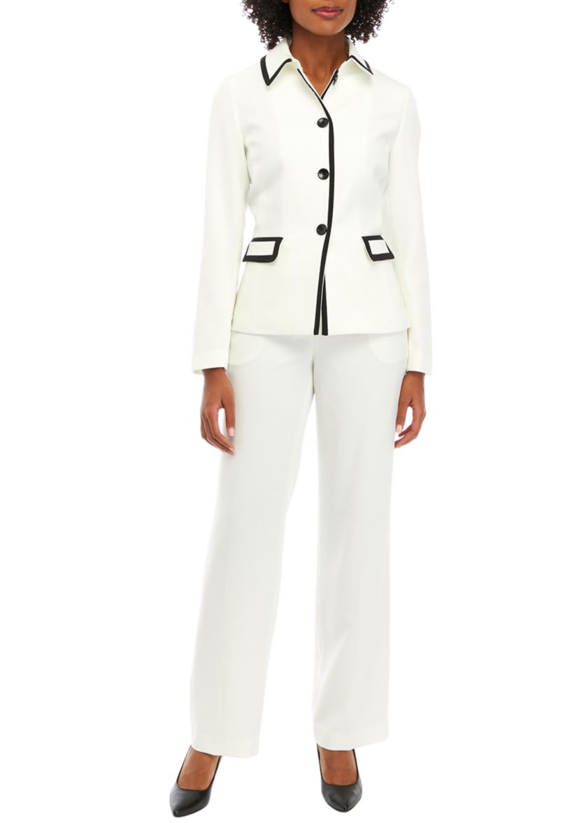CREPE FRAMED BUTTON UP JACKET AND TROUSER PANT
