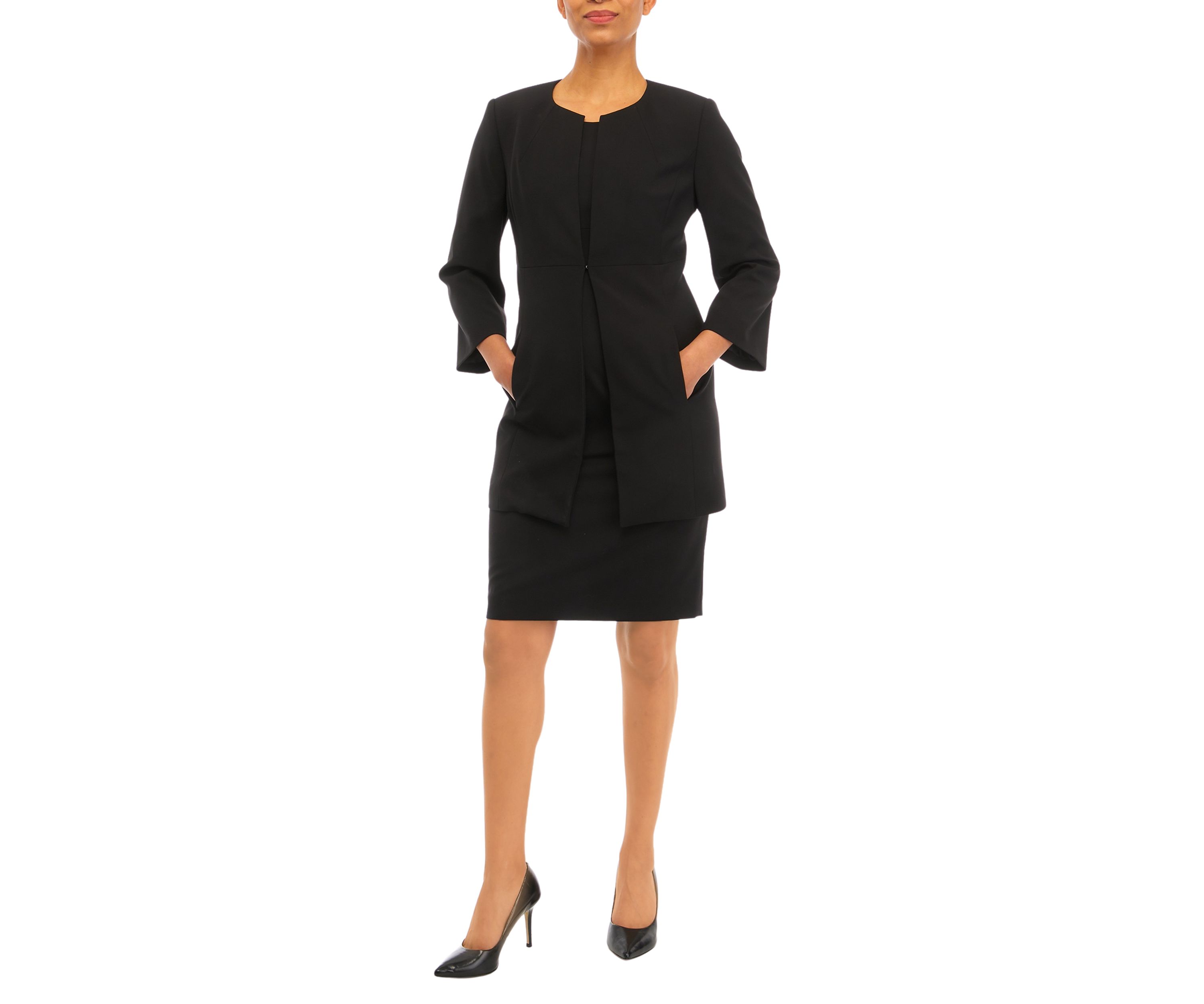 Womens Bi-Stretch Topper and Sheath Dress Set
