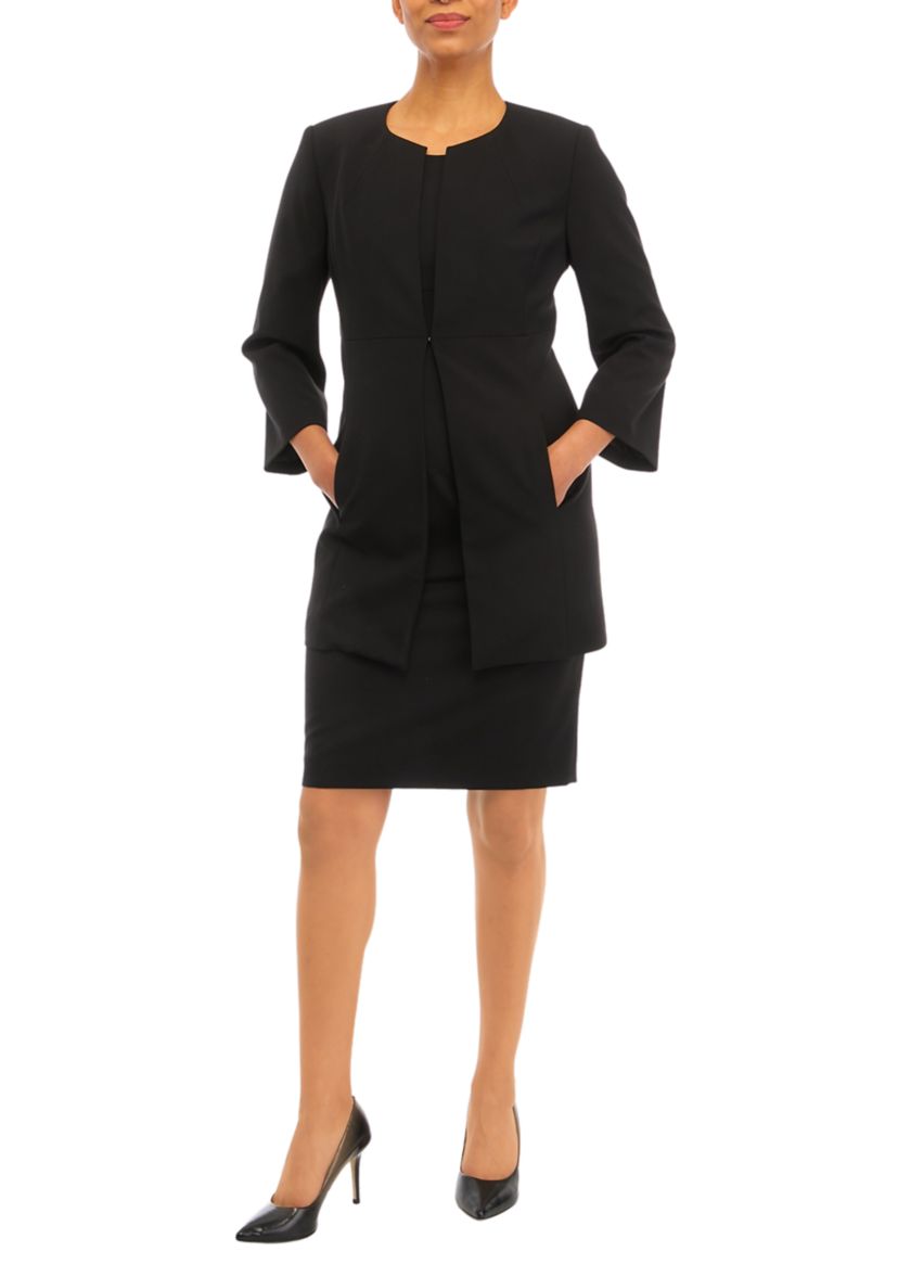 Womens Bi-Stretch Topper and Sheath Dress Set