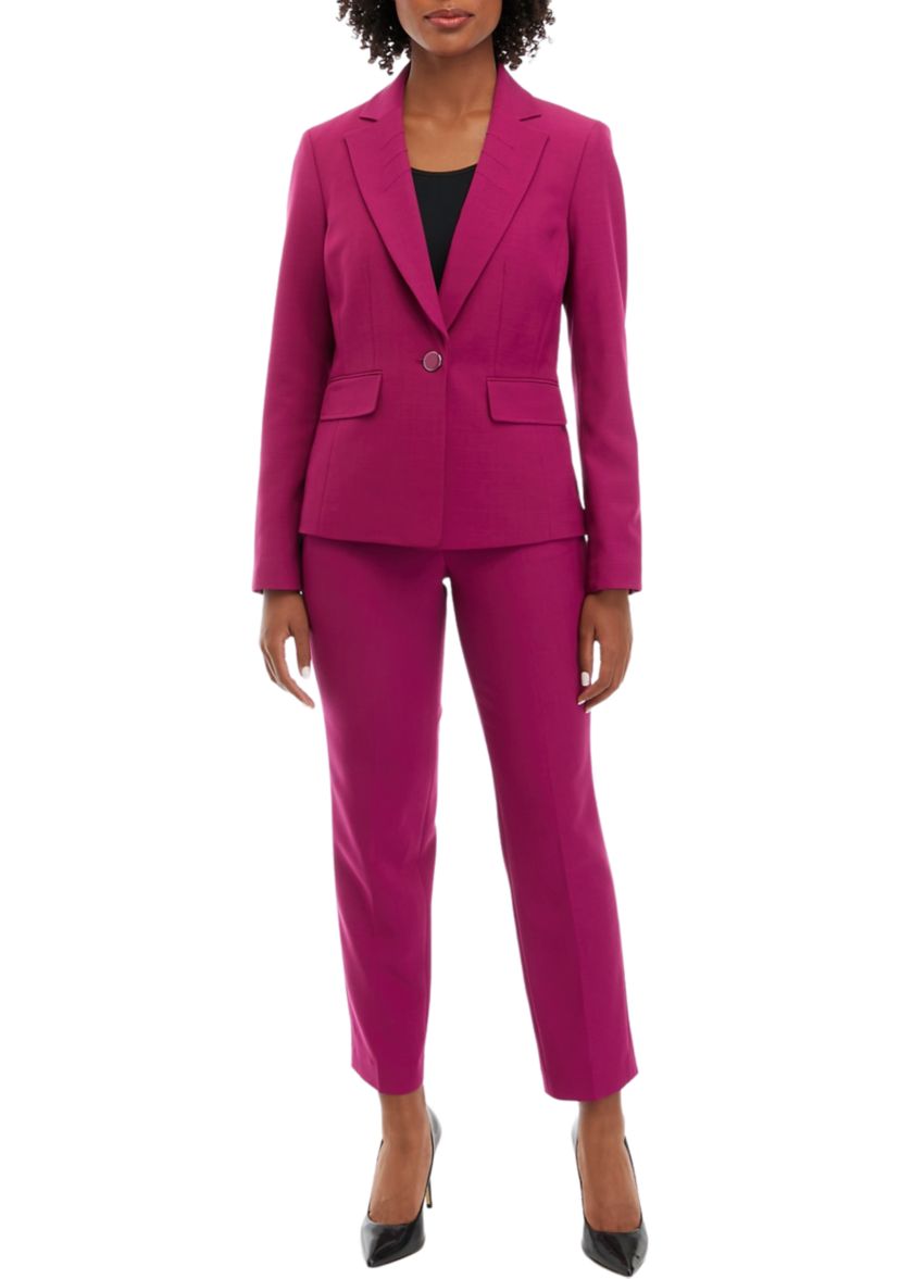 Womens Stretch Crepe One Button Pant Suit Set