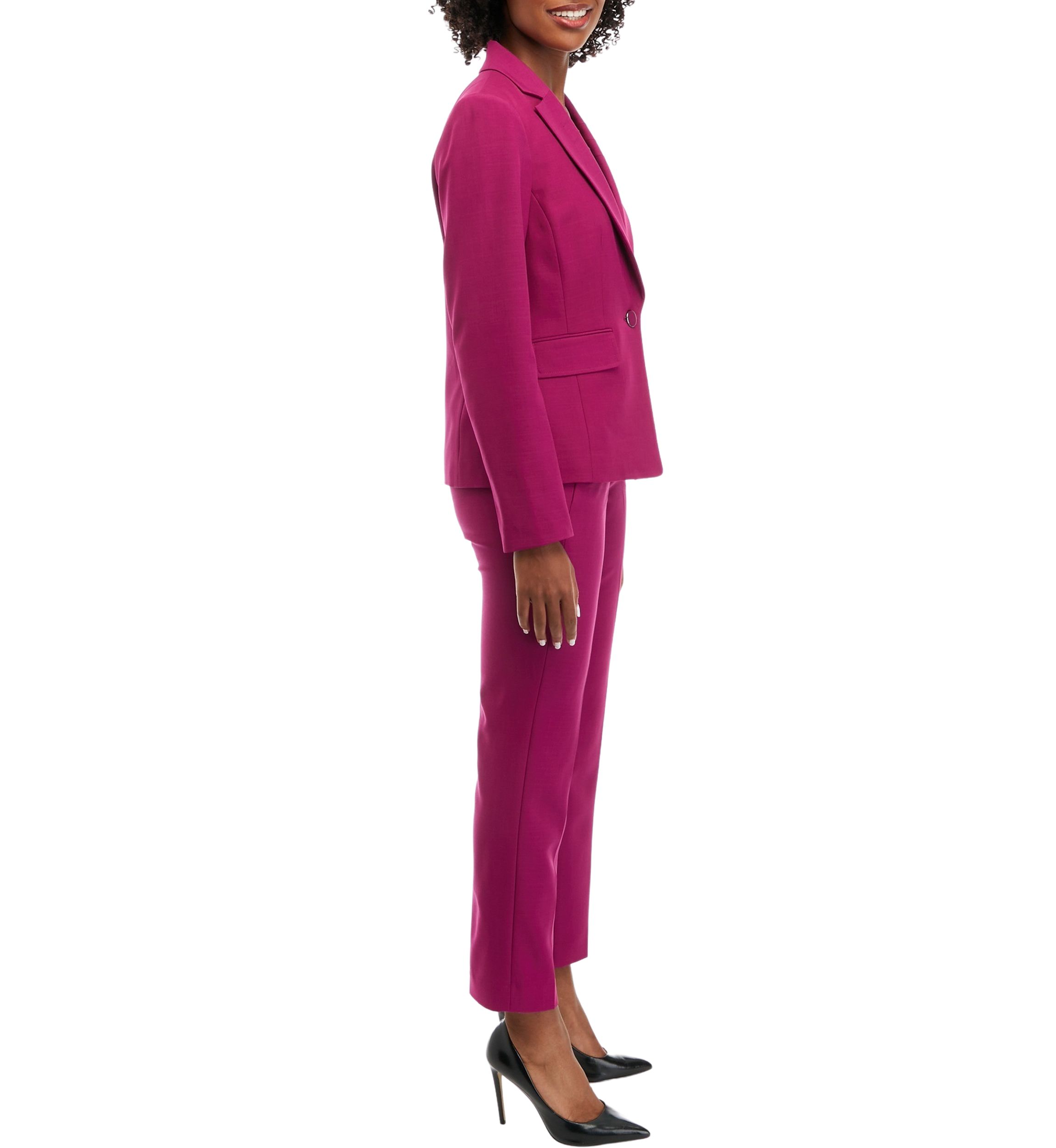 Womens Stretch Crepe One Button Pant Suit Set