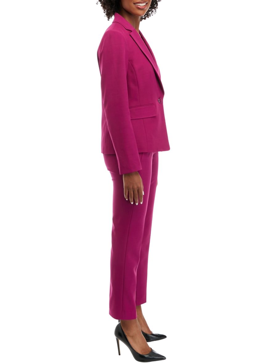 Womens Stretch Crepe One Button Pant Suit Set