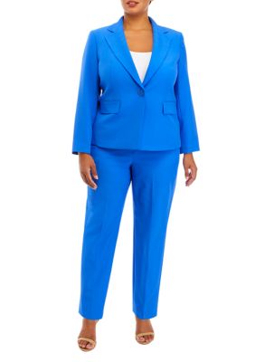 Le Suit Women's Plus Size Stretch Crepe One Button Pantsuit | belk