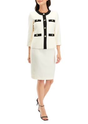 Le Suit Women'a Peite Tweed Framed Jacket and Slim Skirt Set | belk