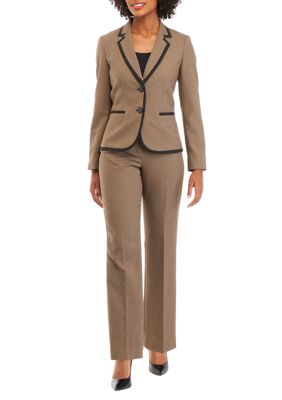  Le Suit Women's Jacket/Pant Suit, Camel, 18 : Clothing