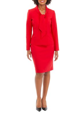  Le Suit Women's Petite Jacket/Skirt Suit, Chambray