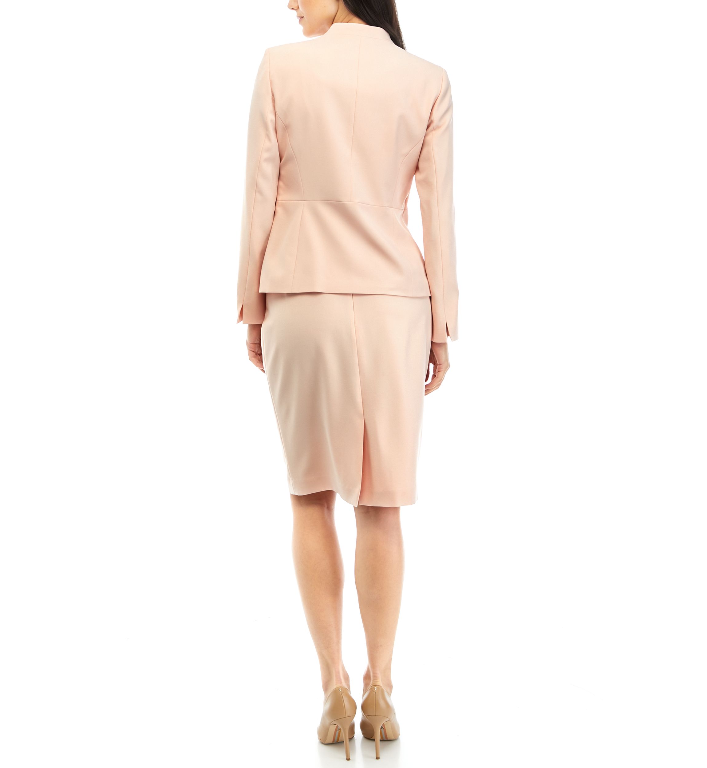 Womens Collarless Two Button Jacket and Slim Skirt Set