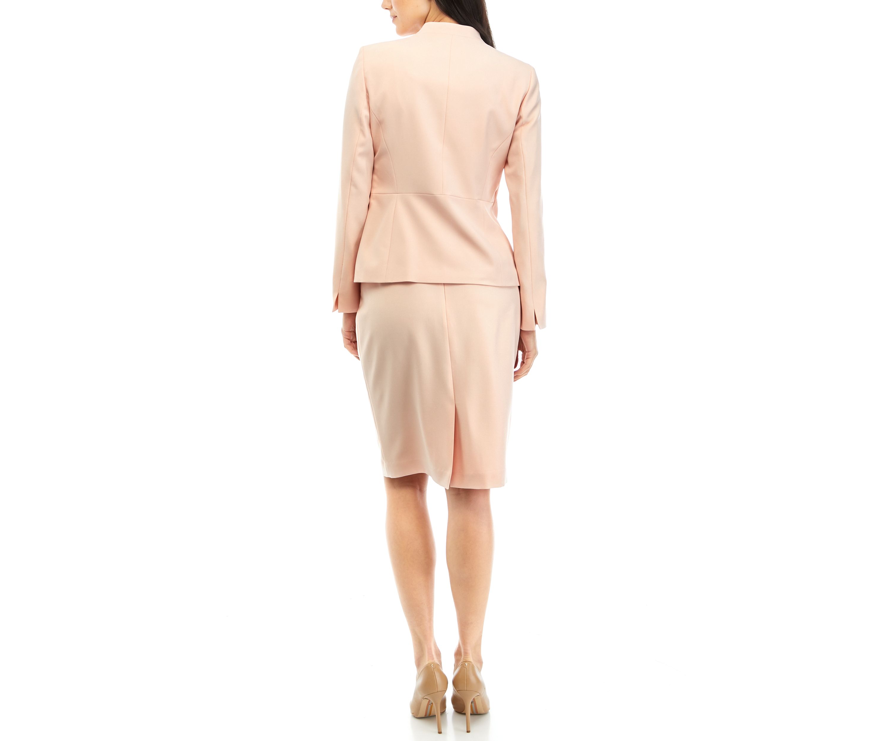 Womens Collarless Two Button Jacket and Slim Skirt Set