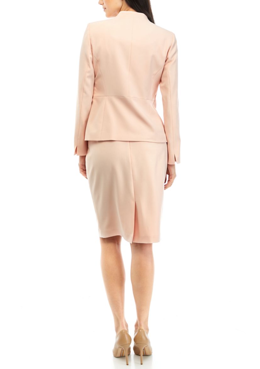 Womens Collarless Two Button Jacket and Slim Skirt Set