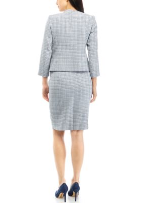 Women's Petite Tweed Four Button Jacket and Slim Skirt Set