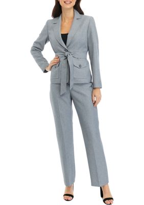 Le Suit Women's 2 BTTN SAFARI W PATCH POCKET & KATE PANT, Grey, 8