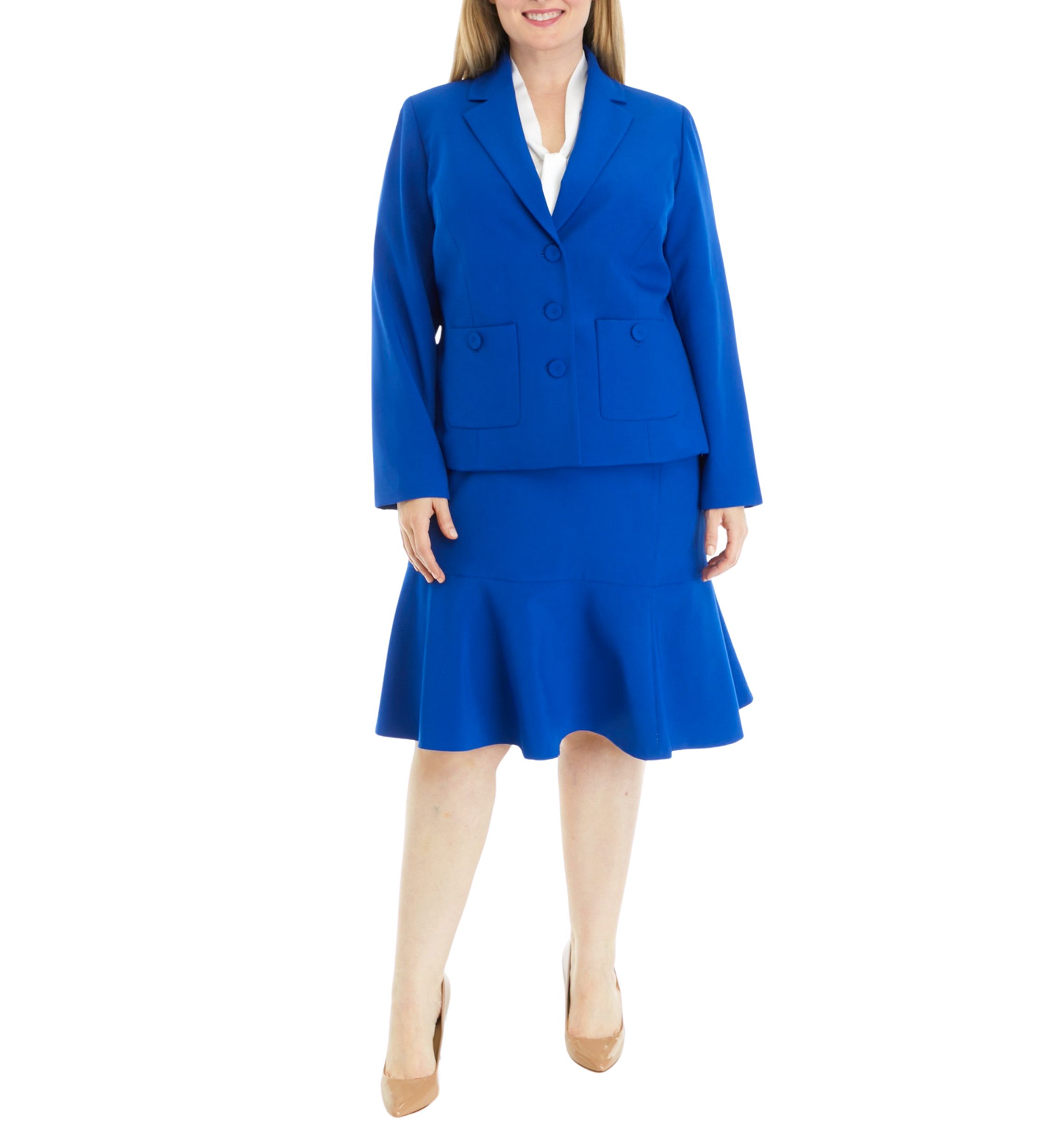 CREPE 3 BTTN JKT & FLOUNCE SKIRT