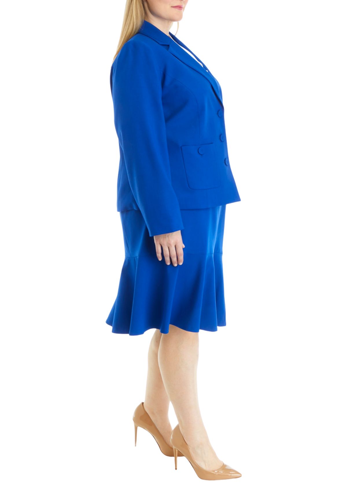 CREPE 3 BTTN JKT & FLOUNCE SKIRT