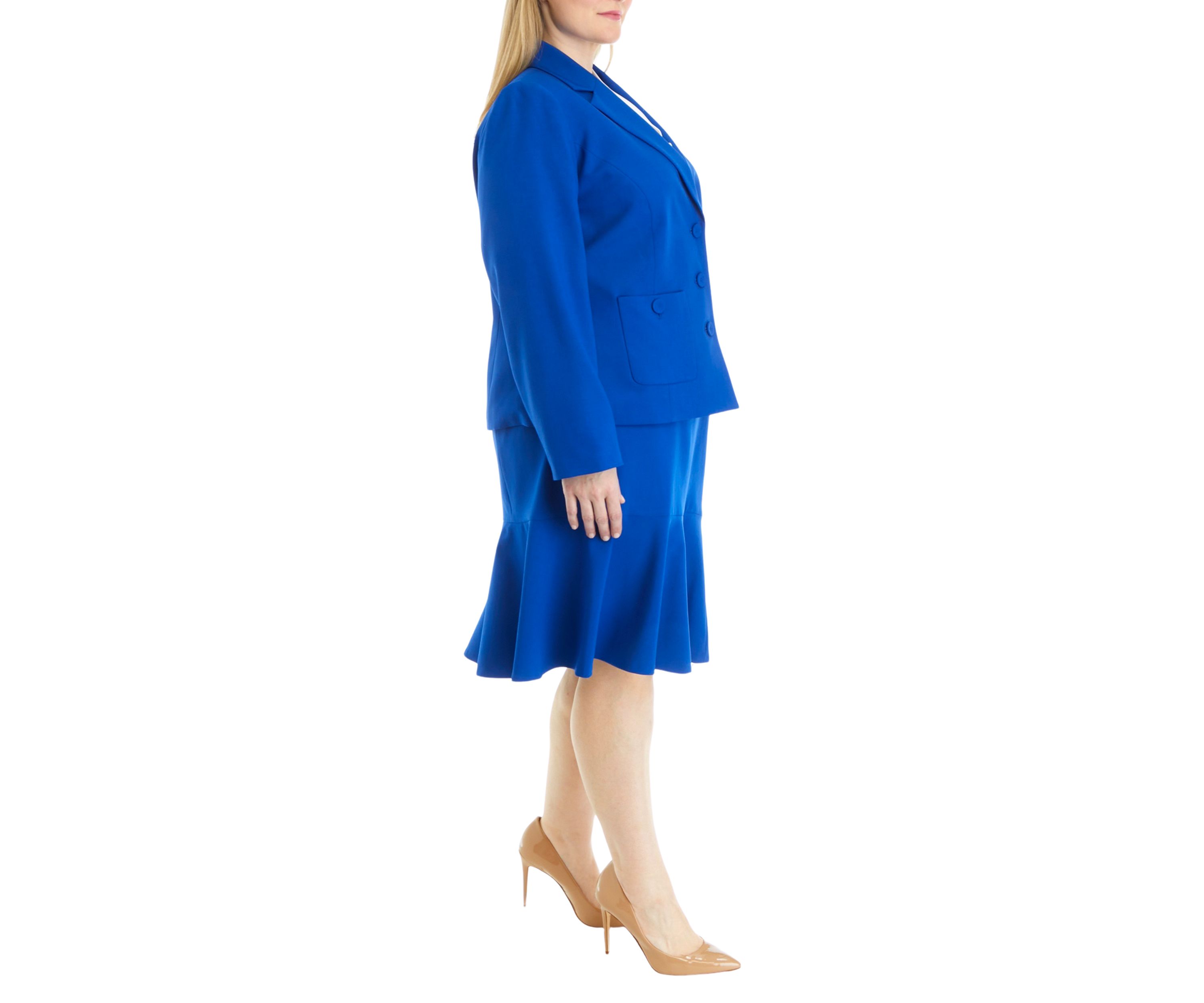 CREPE 3 BTTN JKT & FLOUNCE SKIRT
