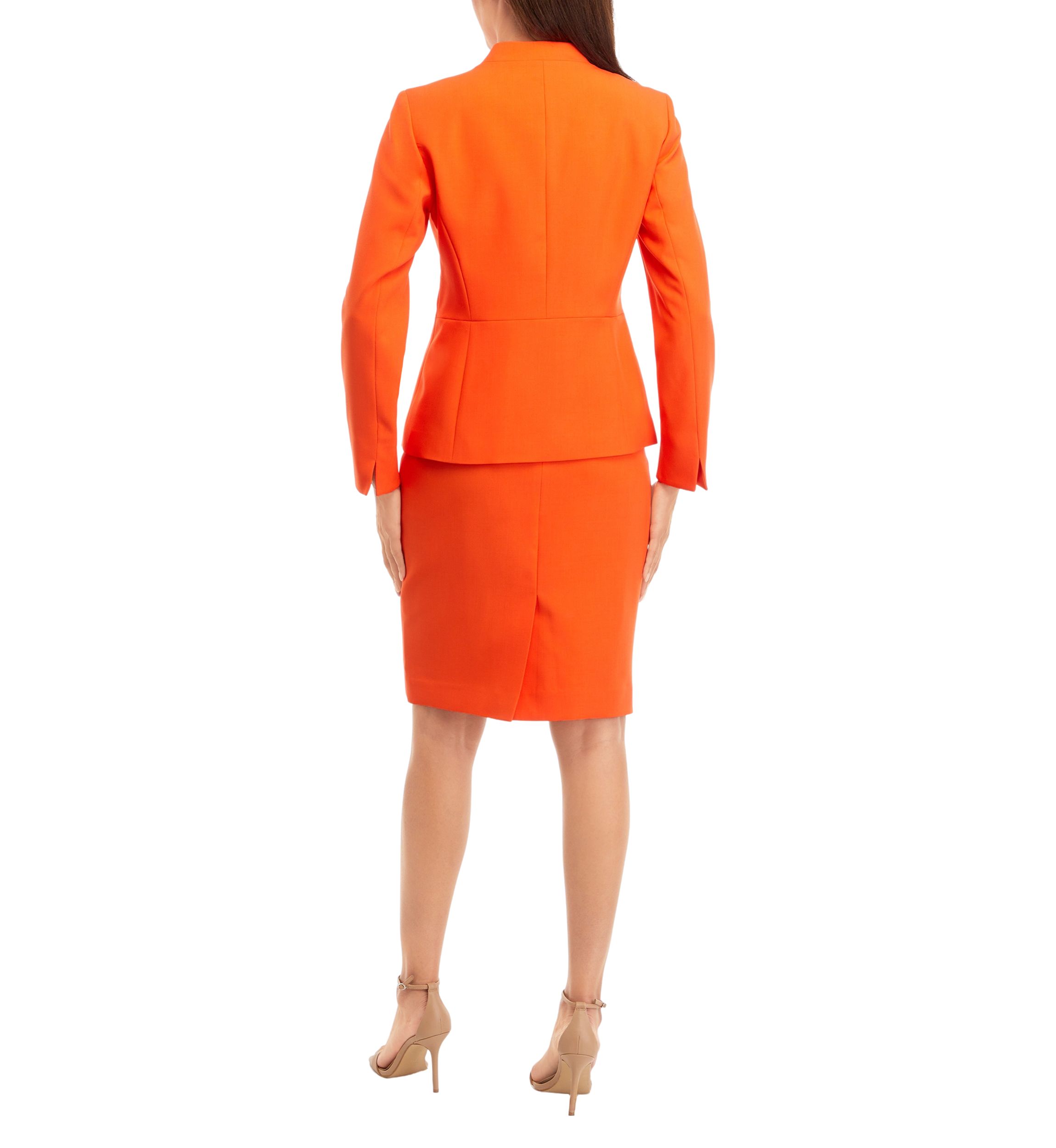 NO COLLAR JKT W/ 2 BUTTONS AND SLIM SKIRT