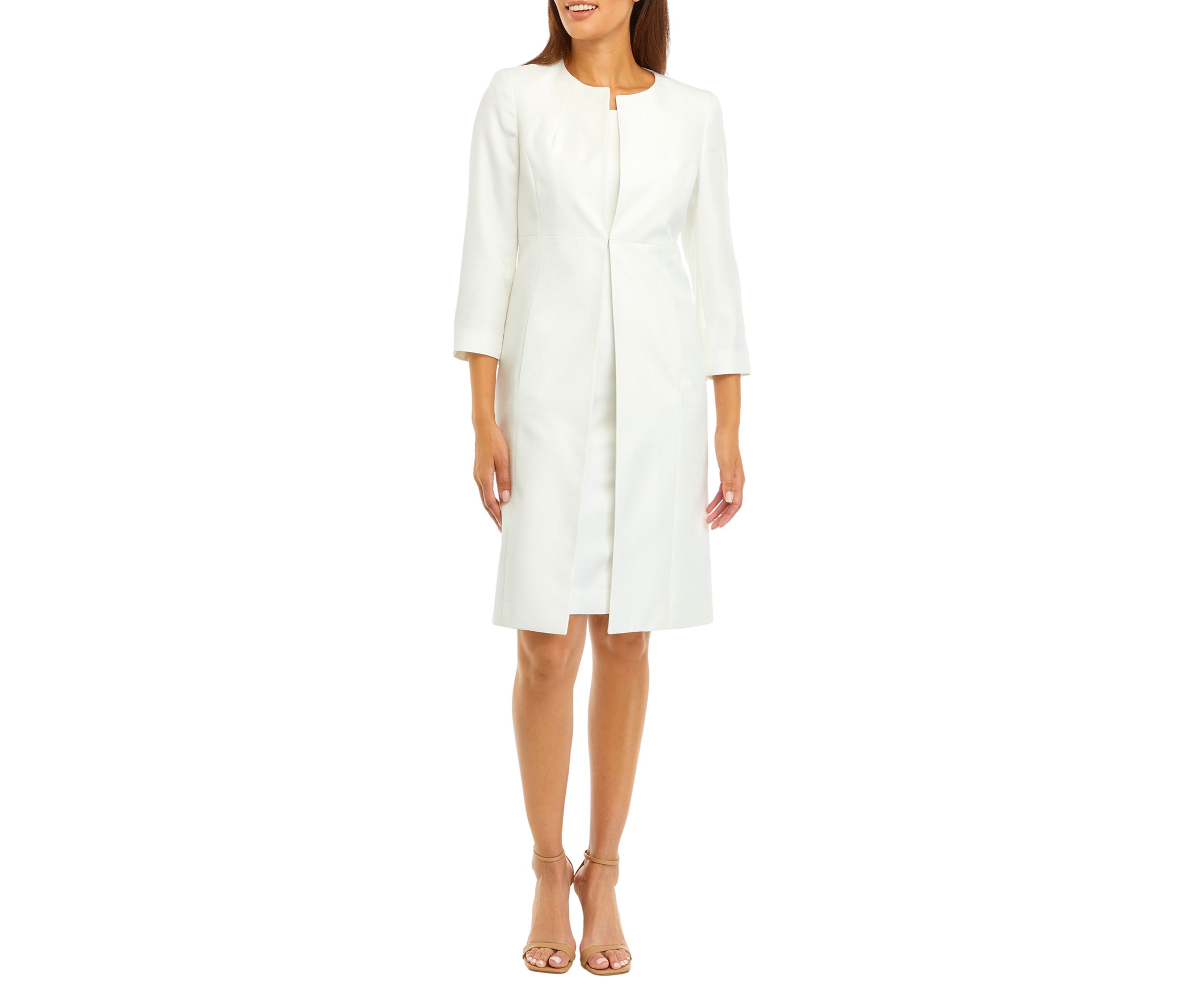 TOPPER COAT AND BASIC SHEATH DRESS