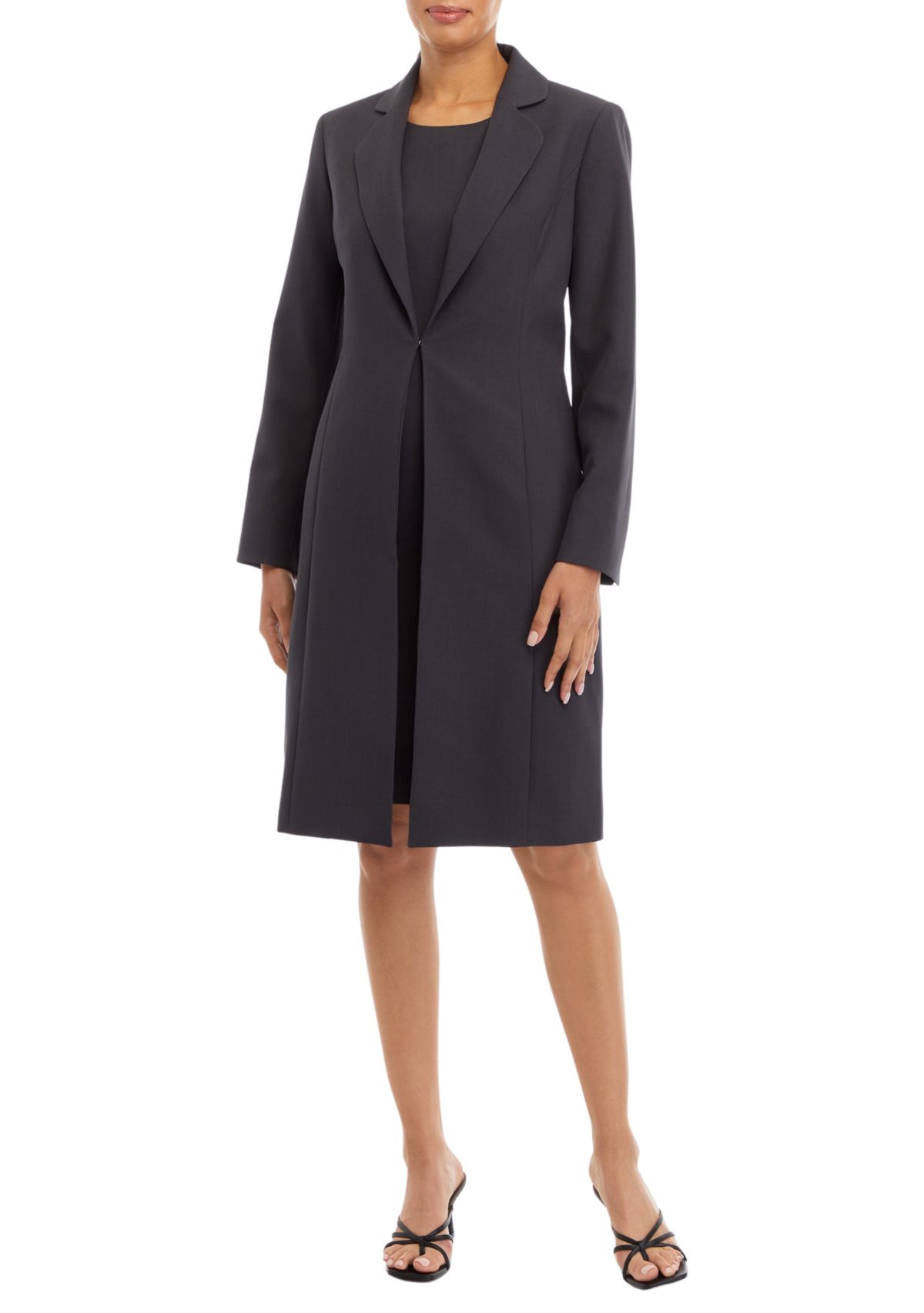 LONG COAT AND BASIC SHEATH DRESS