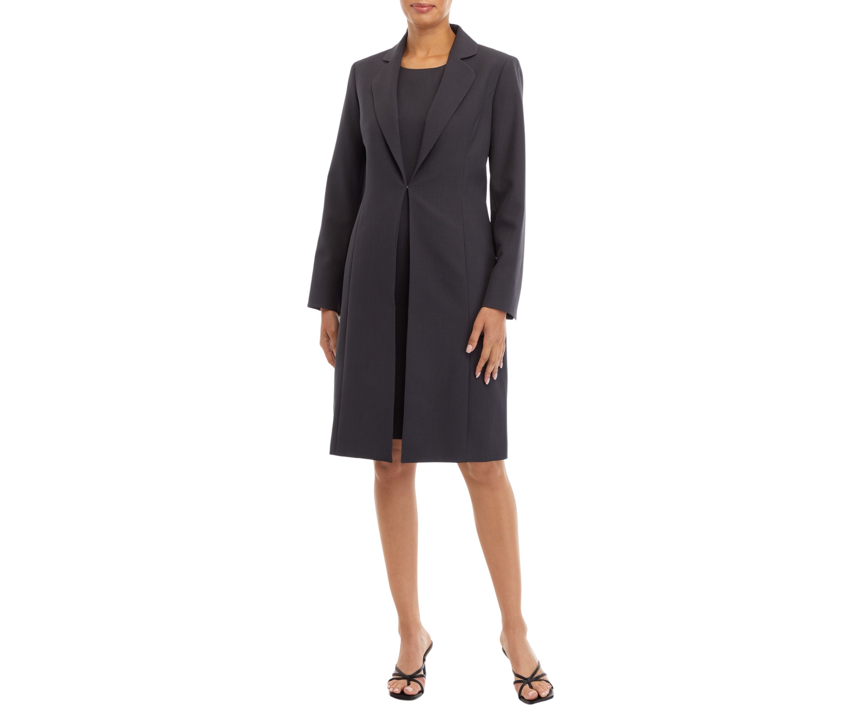 LONG COAT AND BASIC SHEATH DRESS