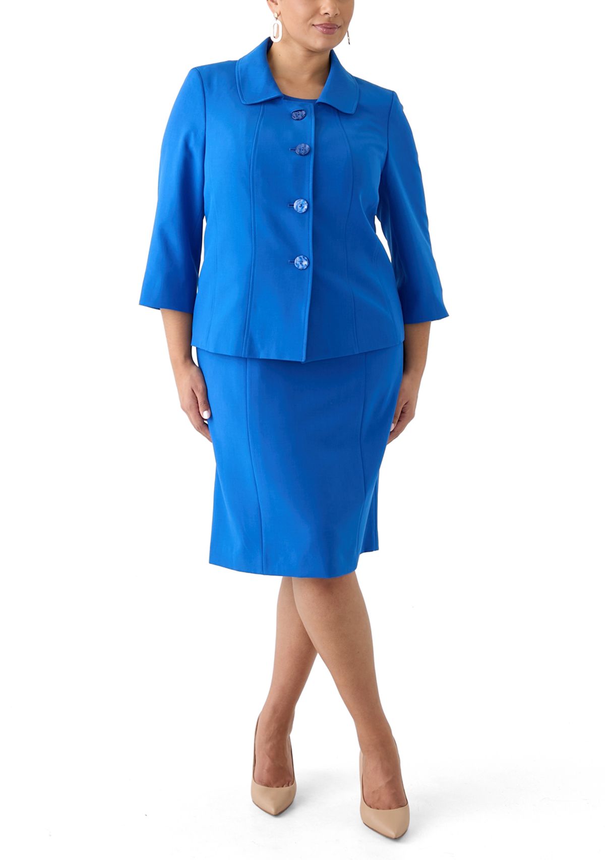 Four Button Jacket & Empire Waist Dress Suit