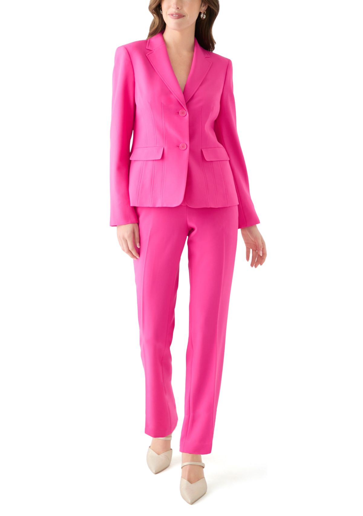 Two-Button Seamed Jacket Pant Suit