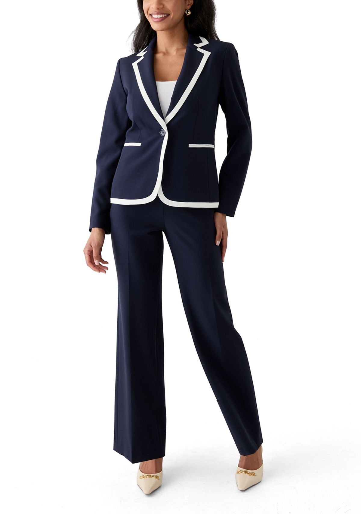 Framed One-Button Pant Suit
