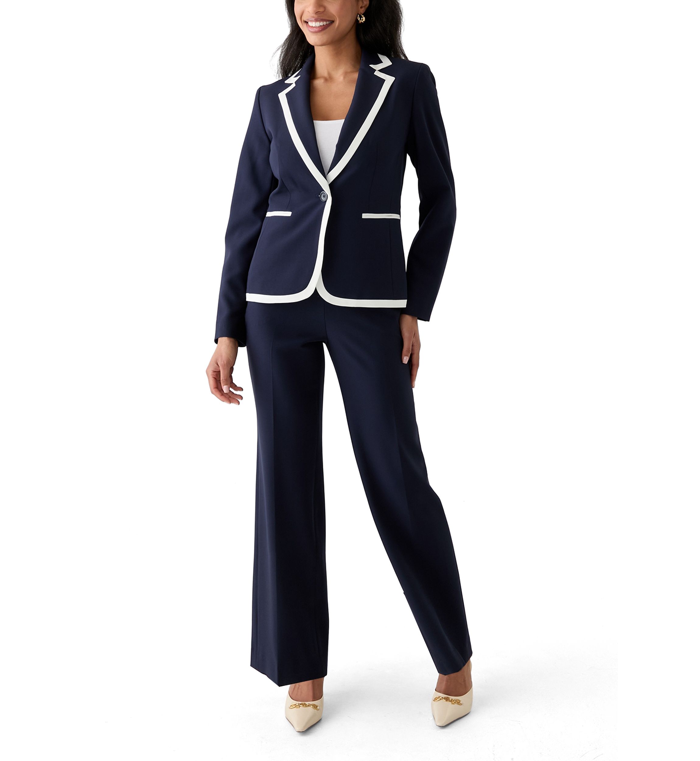 Framed One-Button Pant Suit