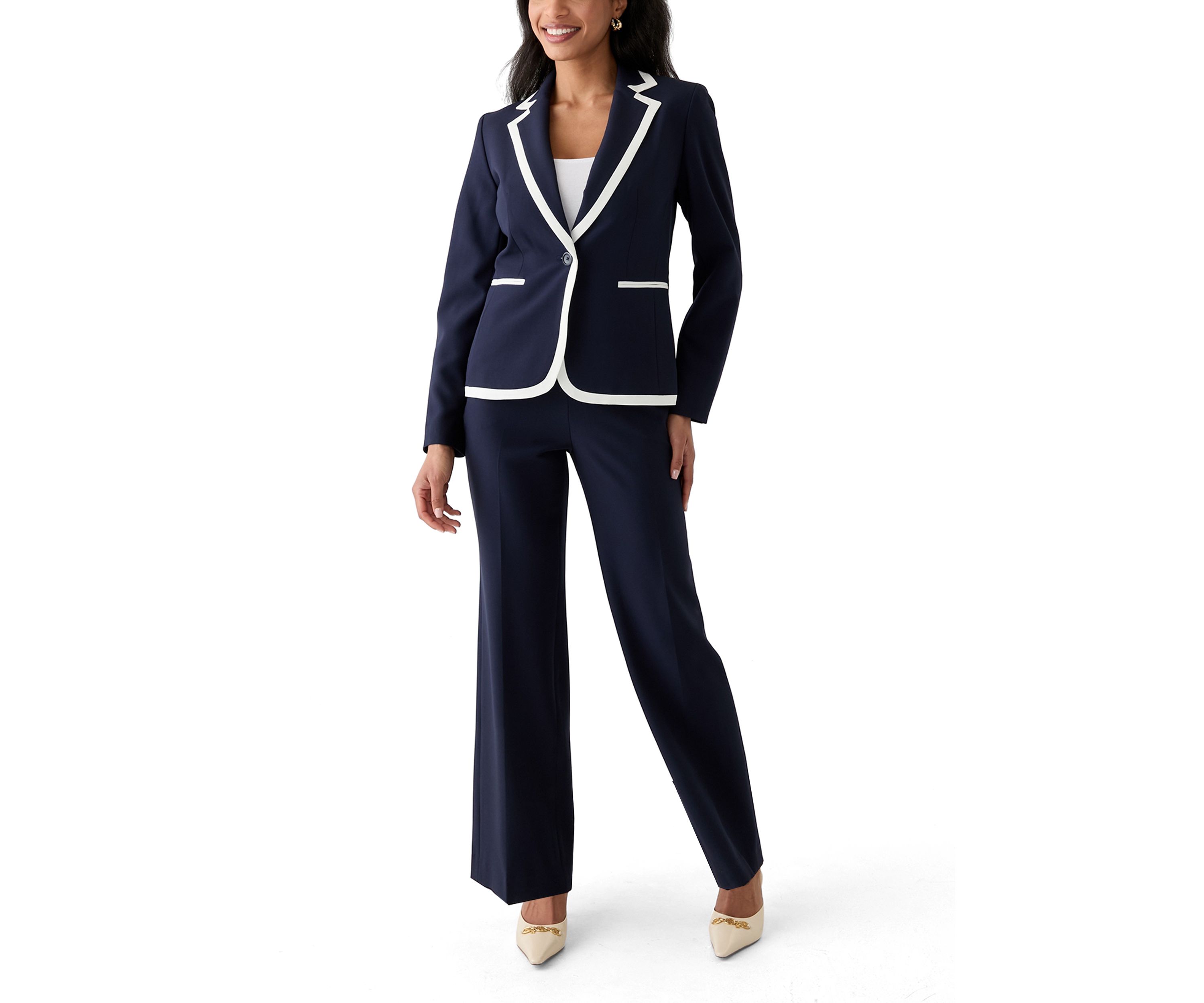 Framed One-Button Pant Suit
