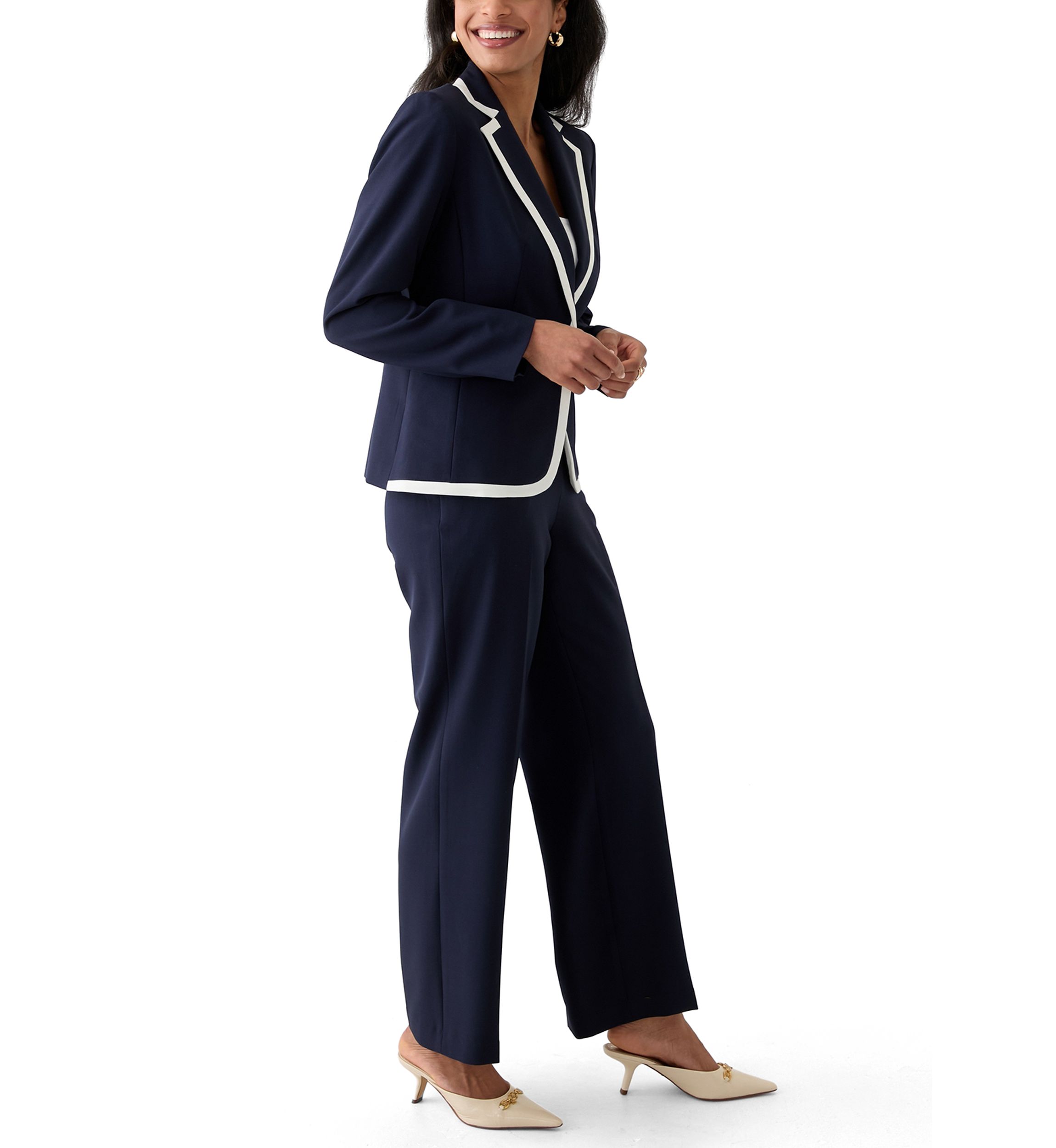 Framed One-Button Pant Suit