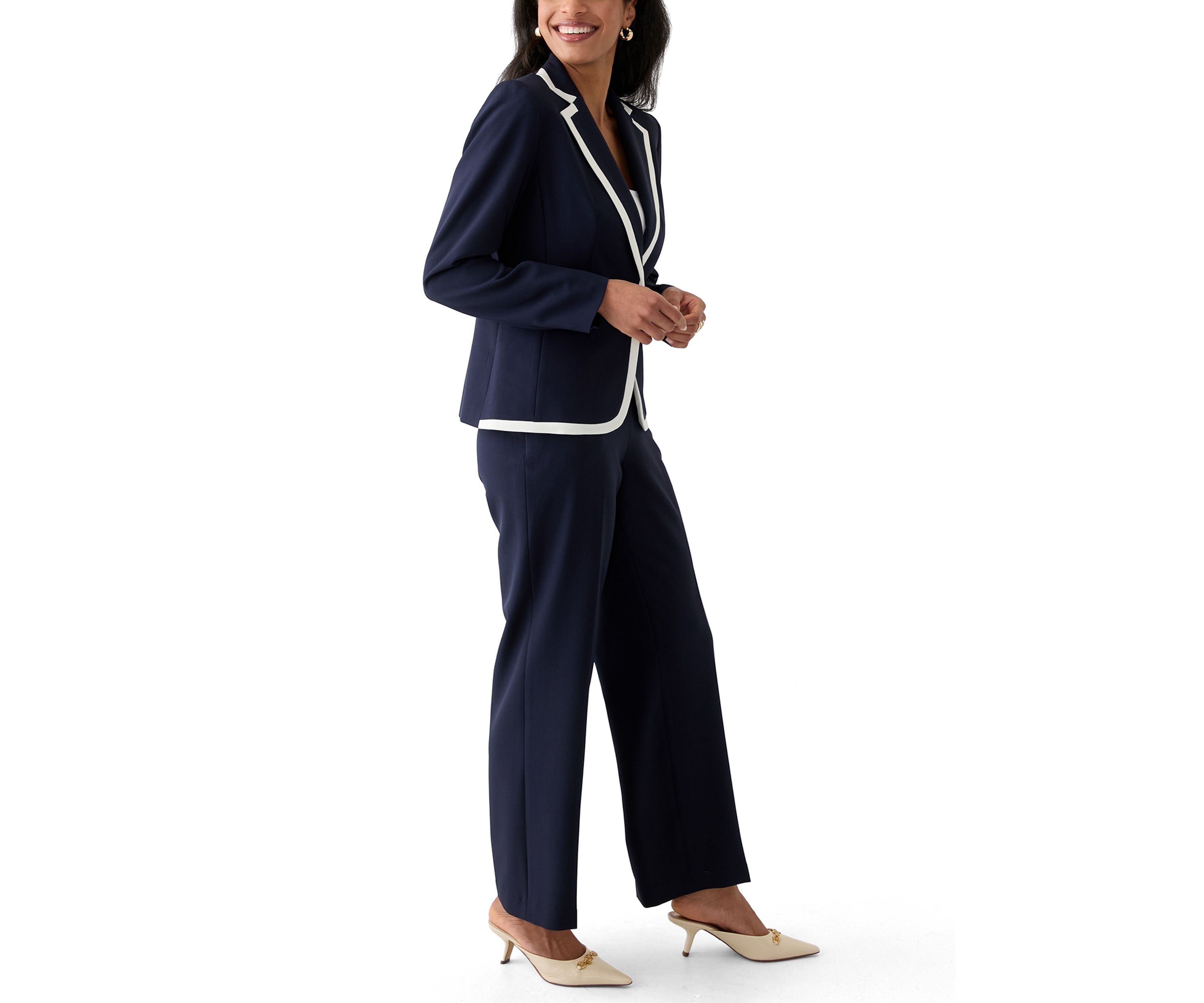 Framed One-Button Pant Suit