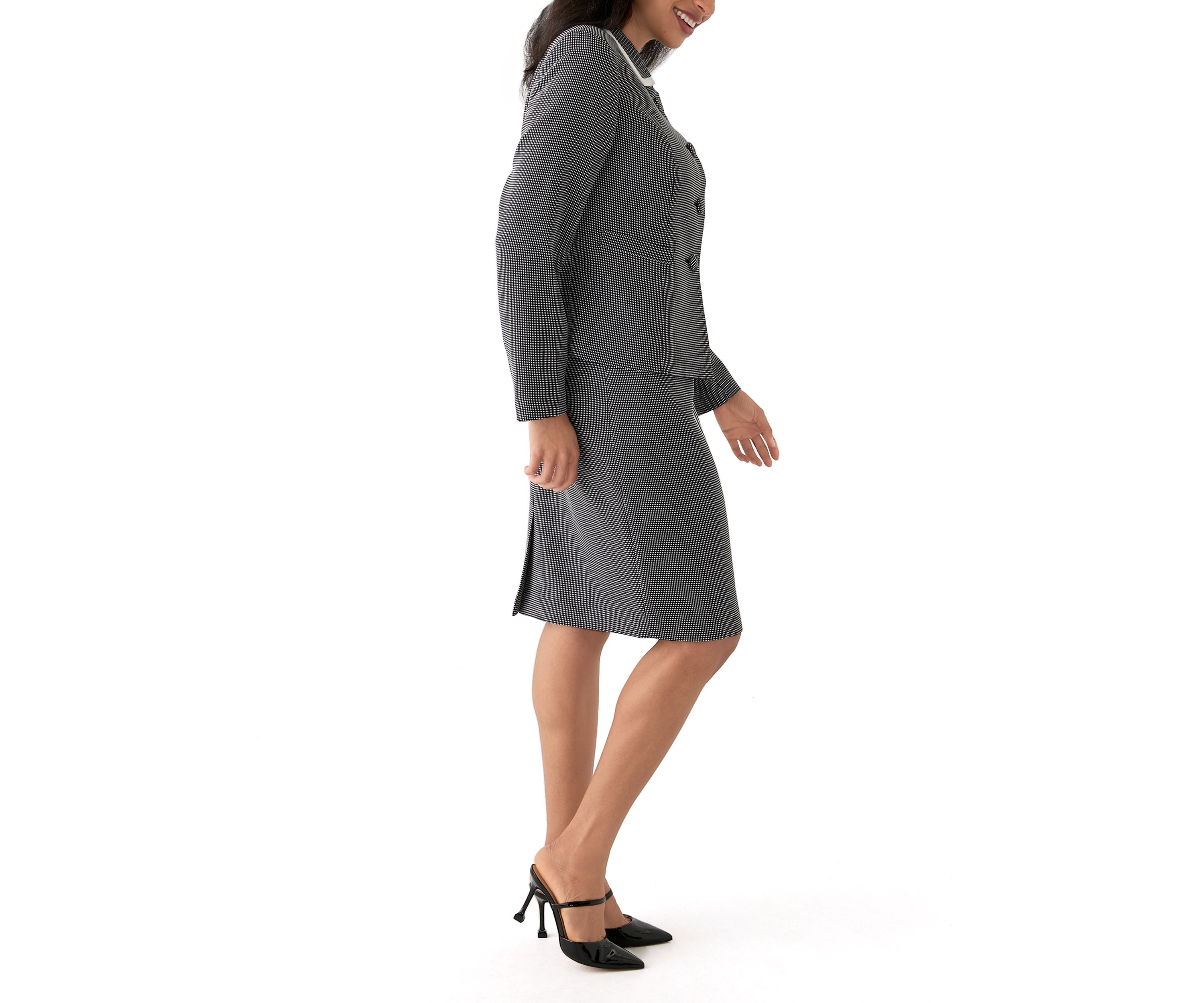 Framed Polka-Dot Skirt Suit