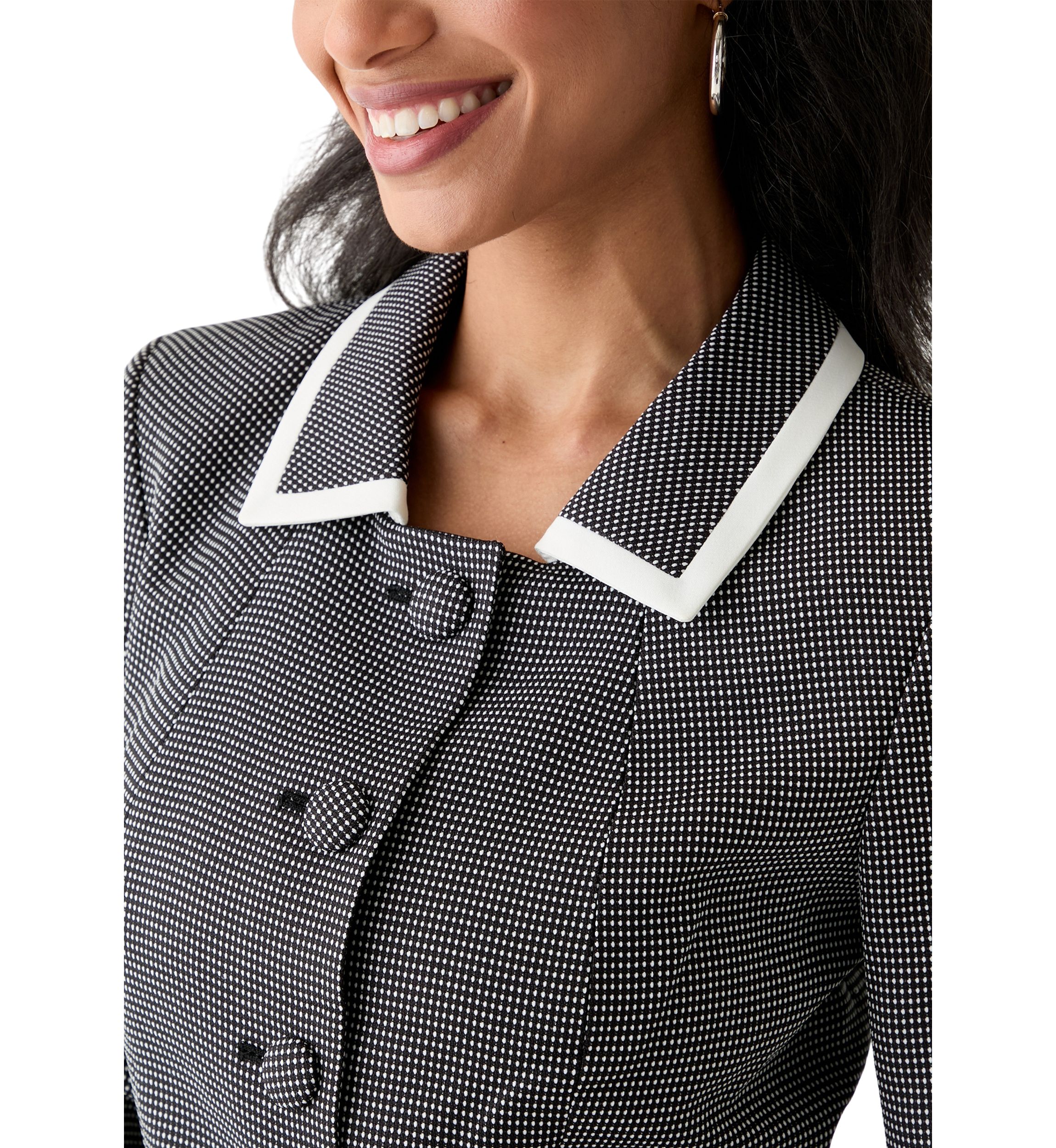 Framed Polka-Dot Skirt Suit